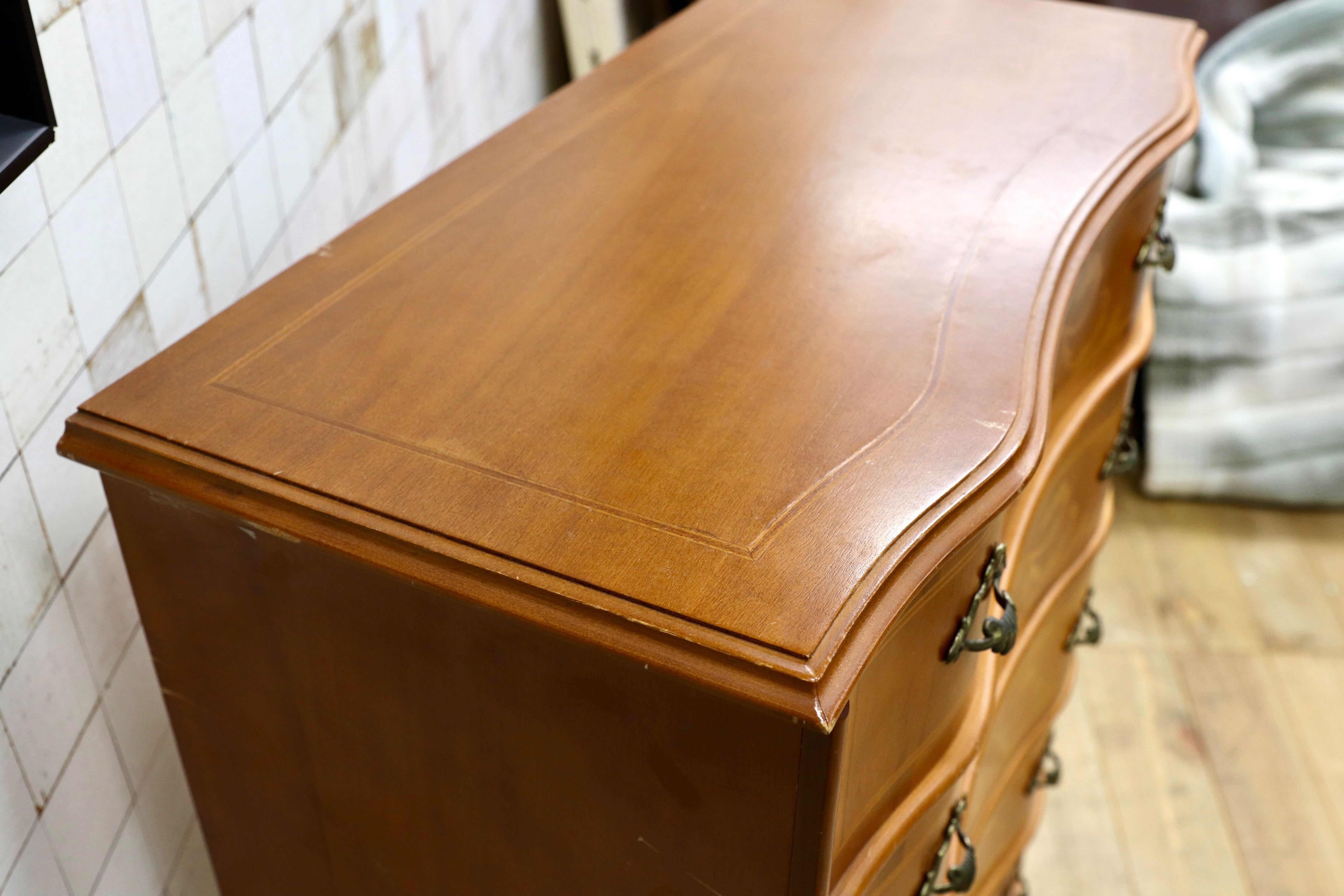 GMIK515○イタリア製 トールチェスト 引出し収納家具 象嵌細工 クラシック アンティーク 家具