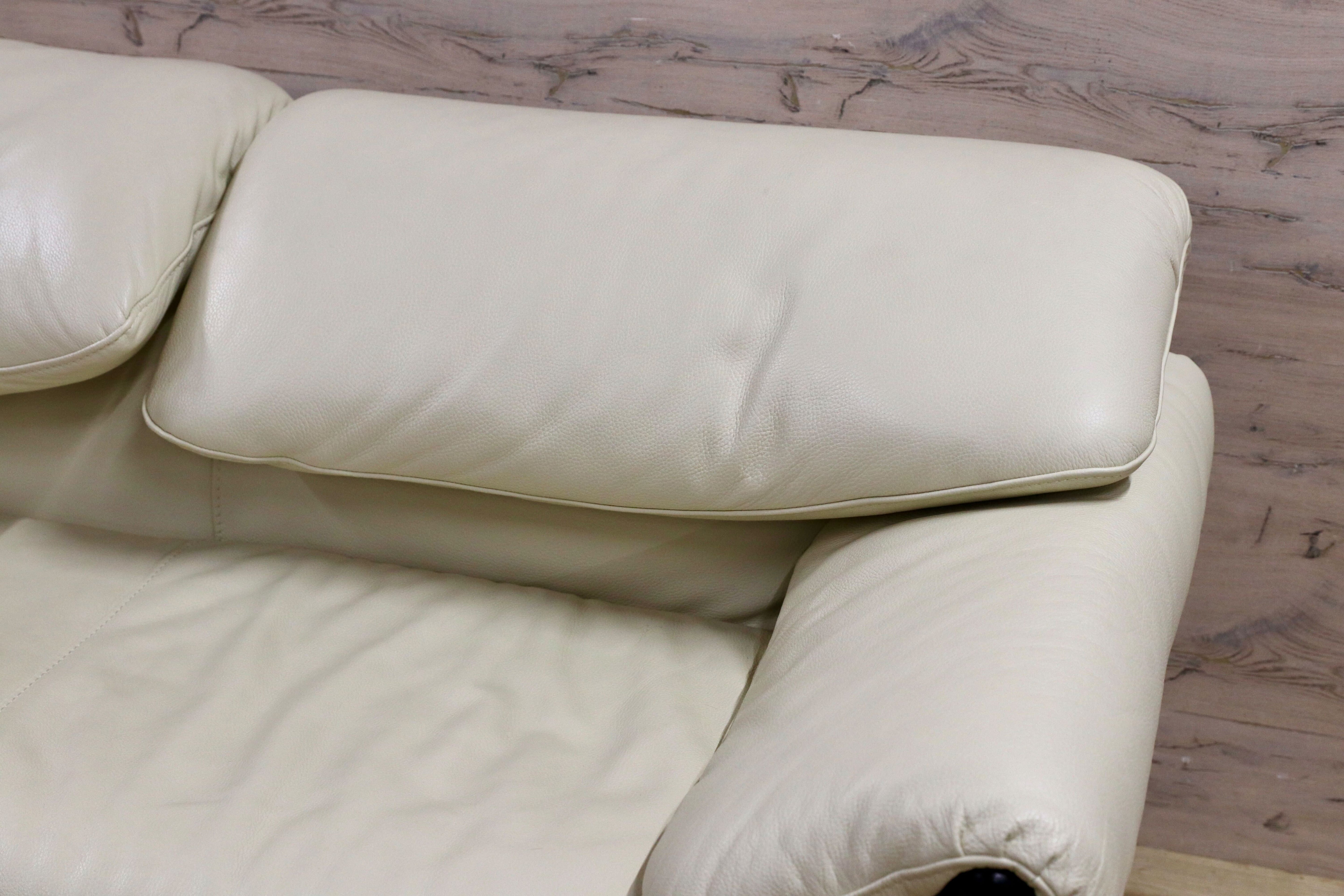 GMHK822○Poltromec / ポルトロメック ジェミニ 2人掛けソファ ラブソファ アイボリー 総本革 イタリアモダン