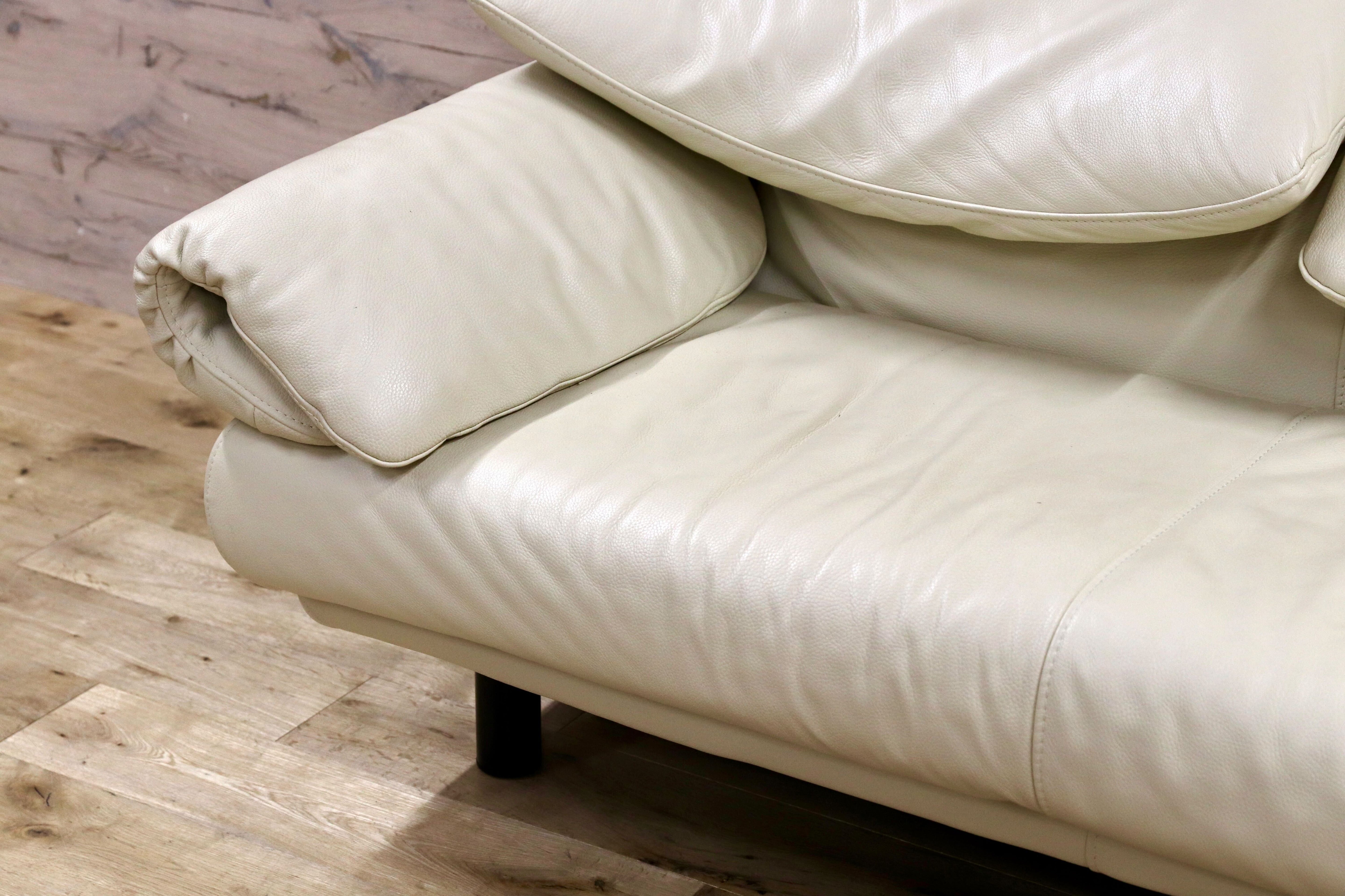 GMHK822○Poltromec / ポルトロメック ジェミニ 2人掛けソファ ラブソファ アイボリー 総本革 イタリアモダン