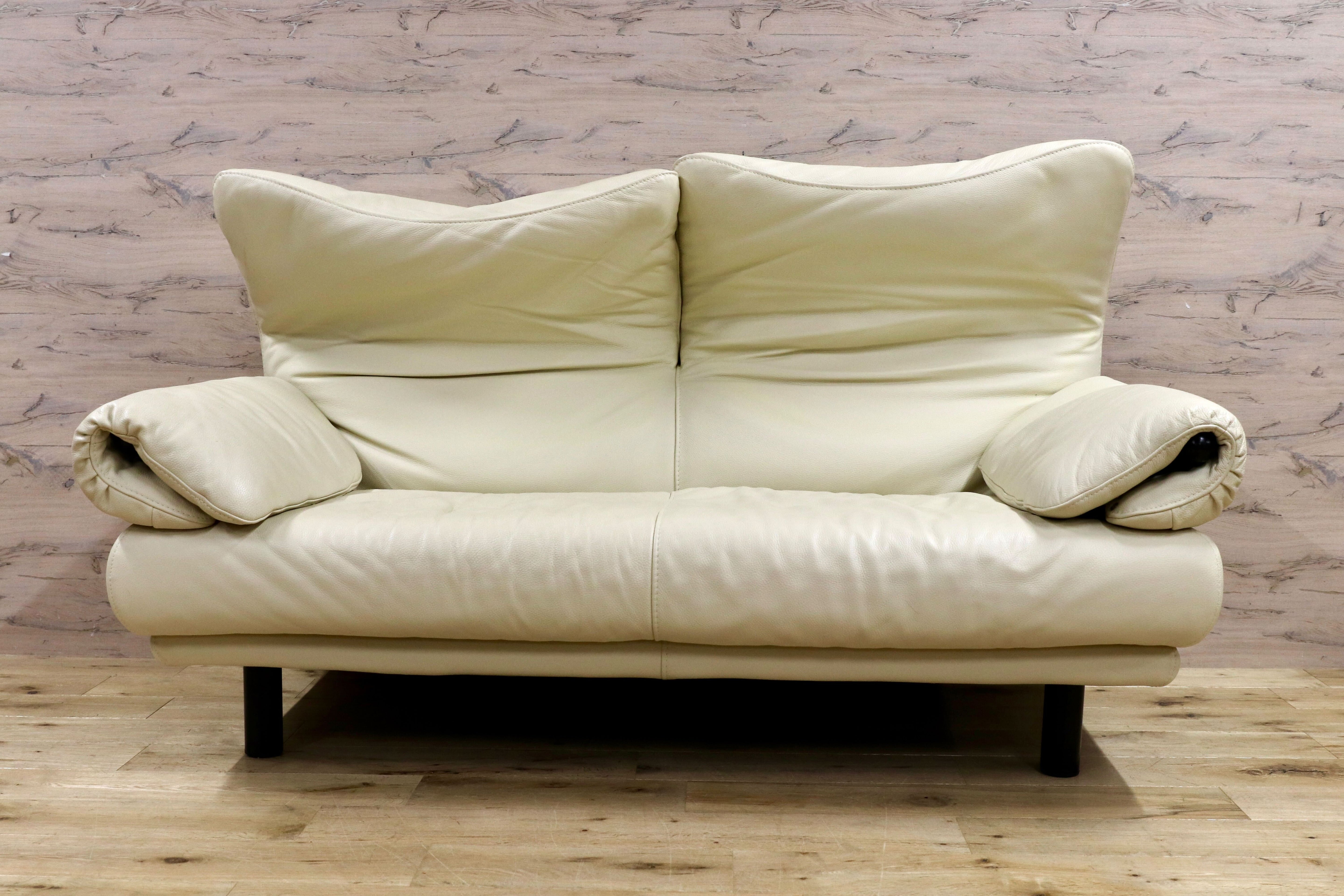 GMHK822○Poltromec / ポルトロメック ジェミニ 2人掛けソファ ラブソファ アイボリー 総本革 イタリアモダン