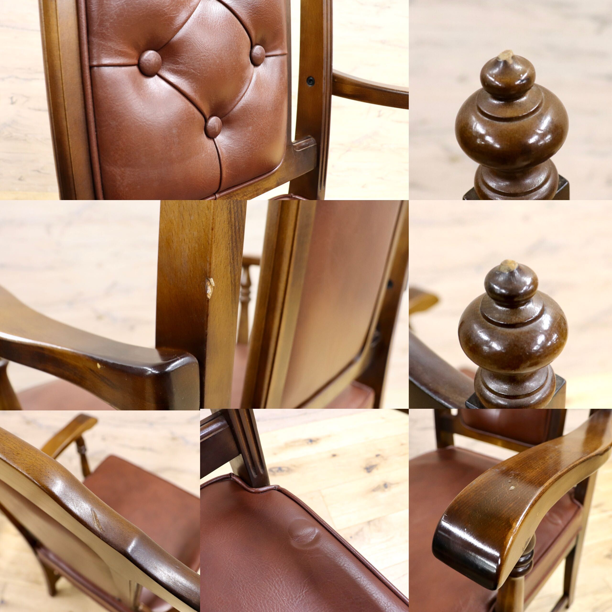 GMIH341B○karimoku / カリモク ダイニングチェア 2脚セット アームチェア 椅子 レザー ヴィンテージ アンティーク オールドカリモク