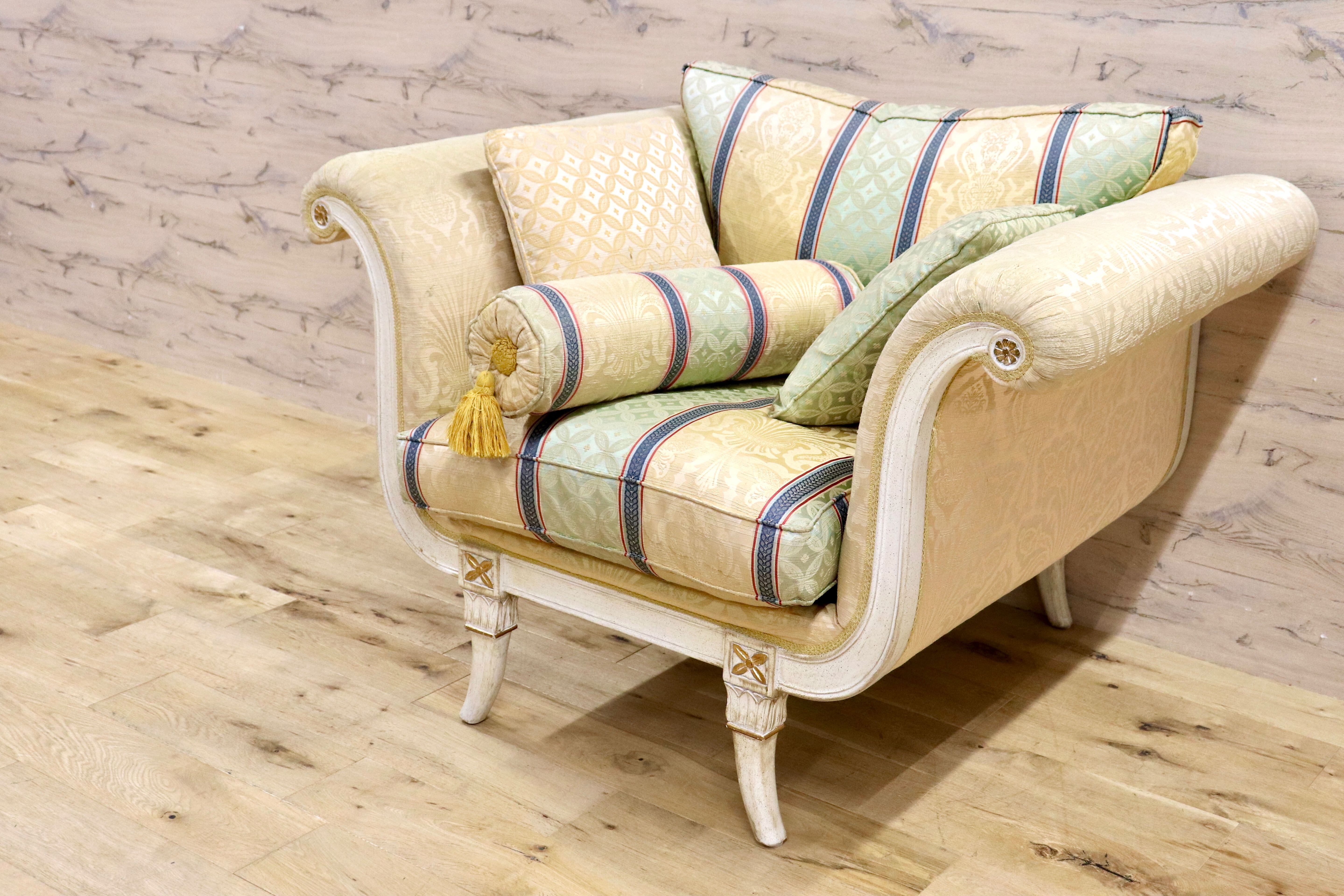 GMHK823○1人掛けソファ シングルソファ ソファ アームチェア ファブリック ヨーロピアン クラシカル シャビーシック ロココ アンティーク