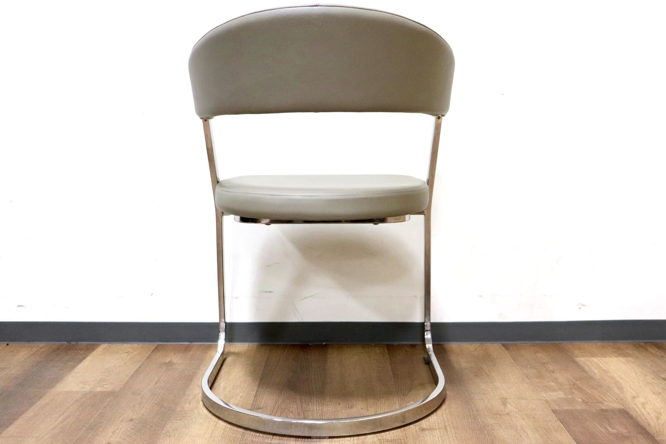 GMHK205C○Calligaris / カリガリス BAY ベイ ダイニングチェア 食卓椅子 サロンチェア 什器 本革 グレー イタリアモダン 定価約6万