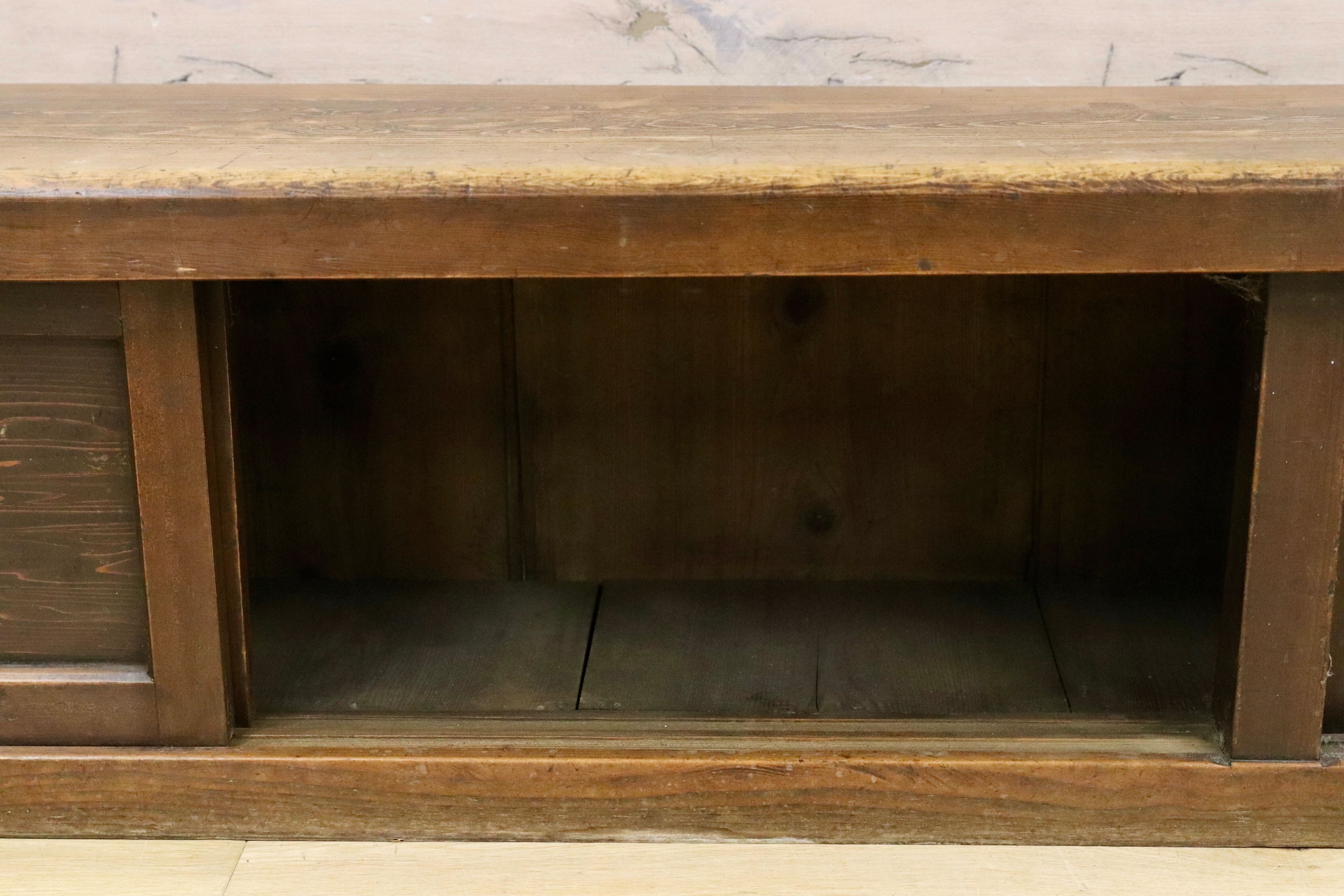 GMHS557○和製ヴィンテージ 置床 サイドボード ローボード 飾り台 和室 座敷 アンティーク 和家具 特大サイズ ※発送不可