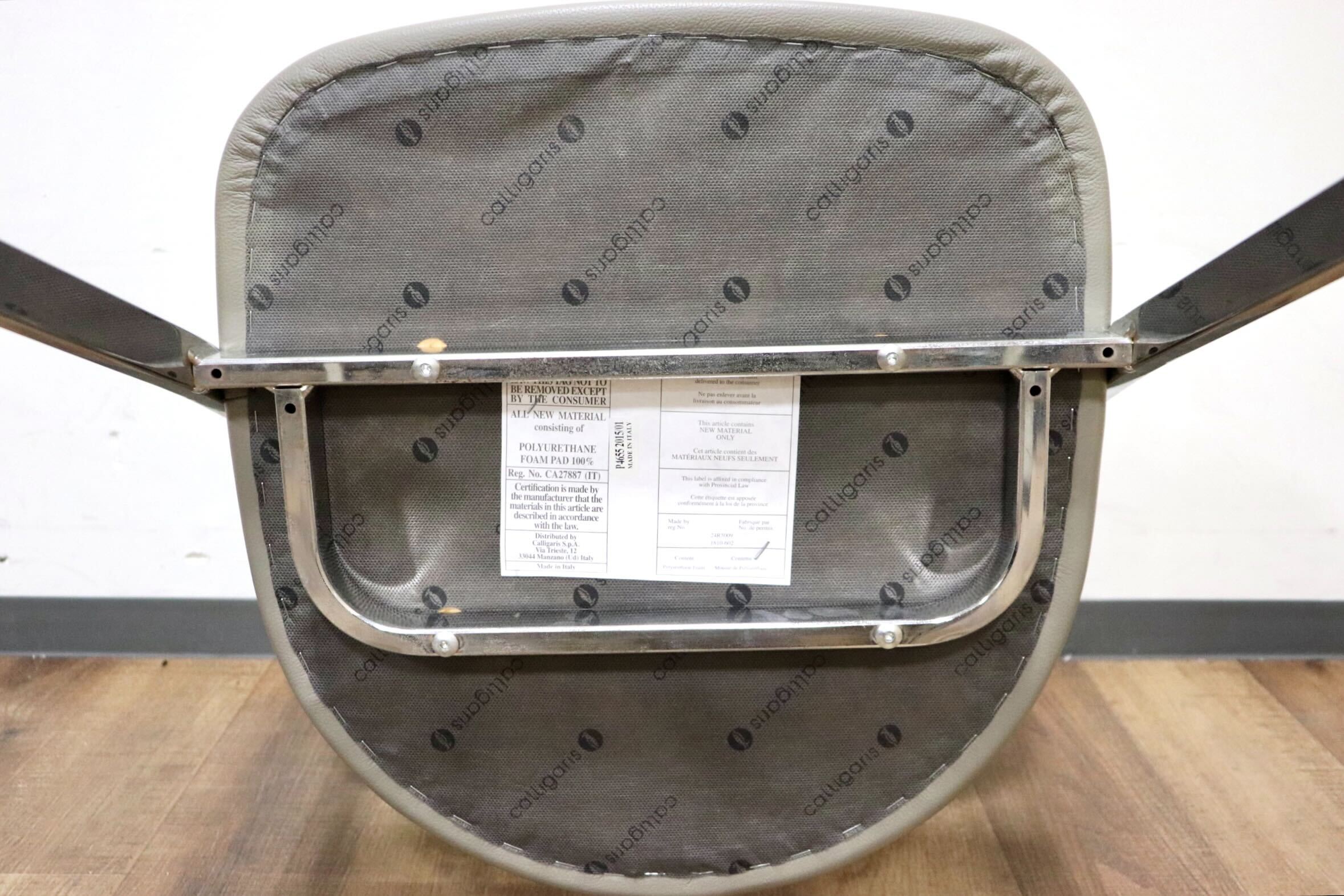 GMHK205C○Calligaris / カリガリス BAY ベイ ダイニングチェア 食卓椅子 サロンチェア 什器 本革 グレー イタリアモダン 定価約6万