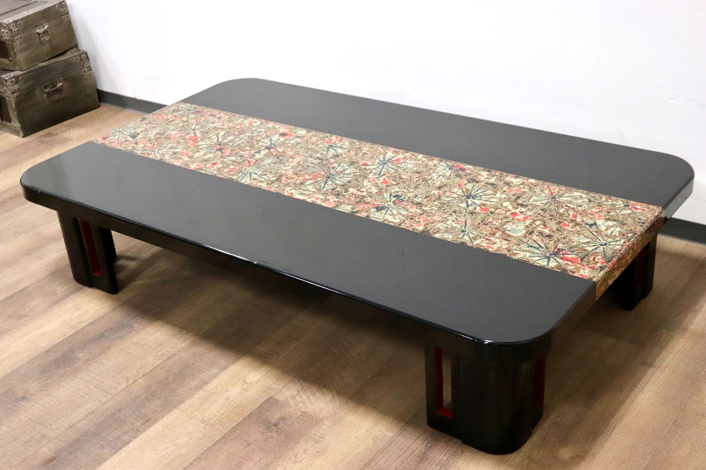 GMGS198○座卓 センターテーブル ローテーブル ちゃぶ台 漆塗り 和モダン 座敷 和室 古民家 応接 昭和レトロ アンティーク 伝統工芸