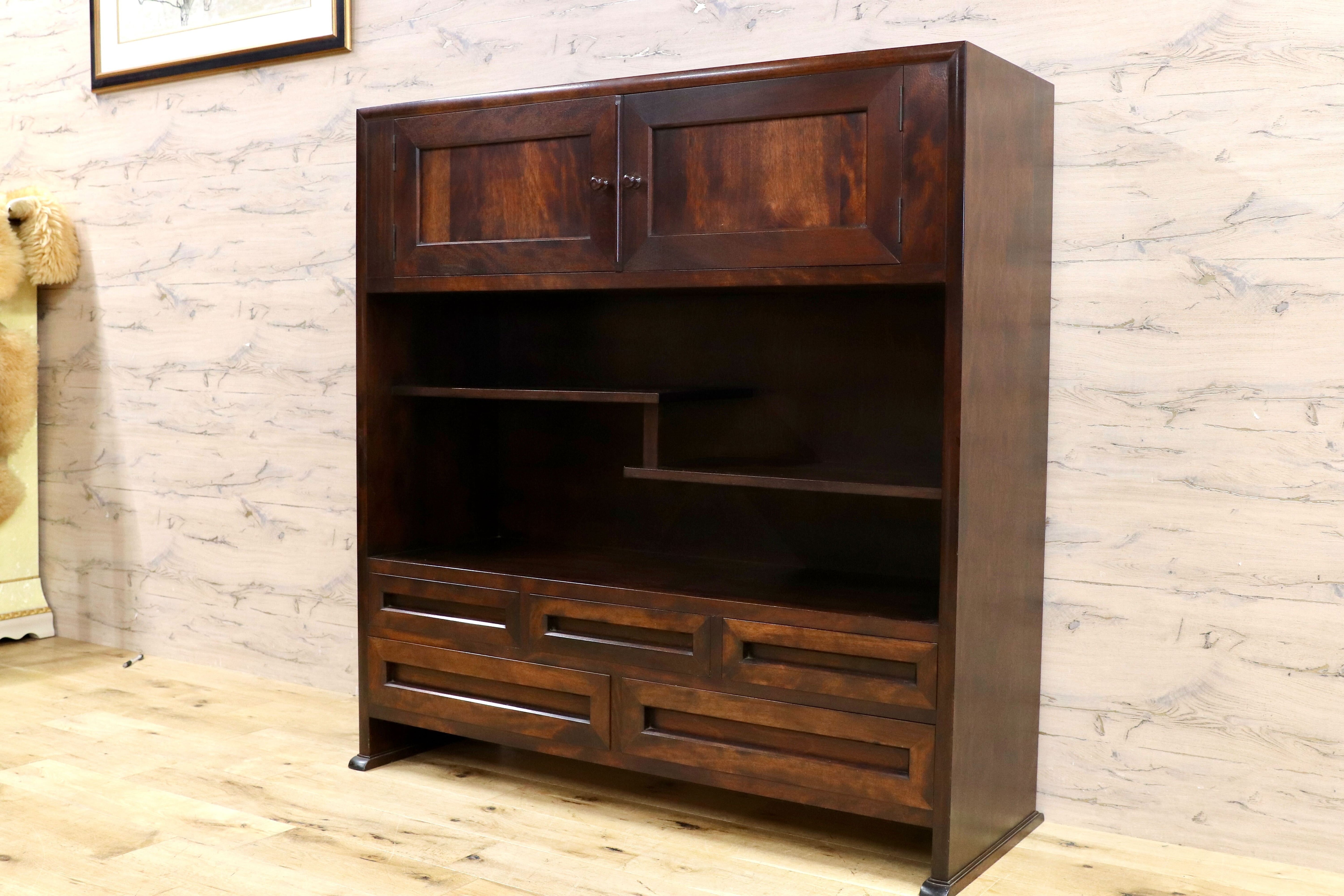 GMHH239○九州民芸家具 ミズメザクラ 茶棚 茶箪笥 飾り棚 サイドボード リビングボード 最高級 和家具 和モダン 高山デザイン検)松本民芸