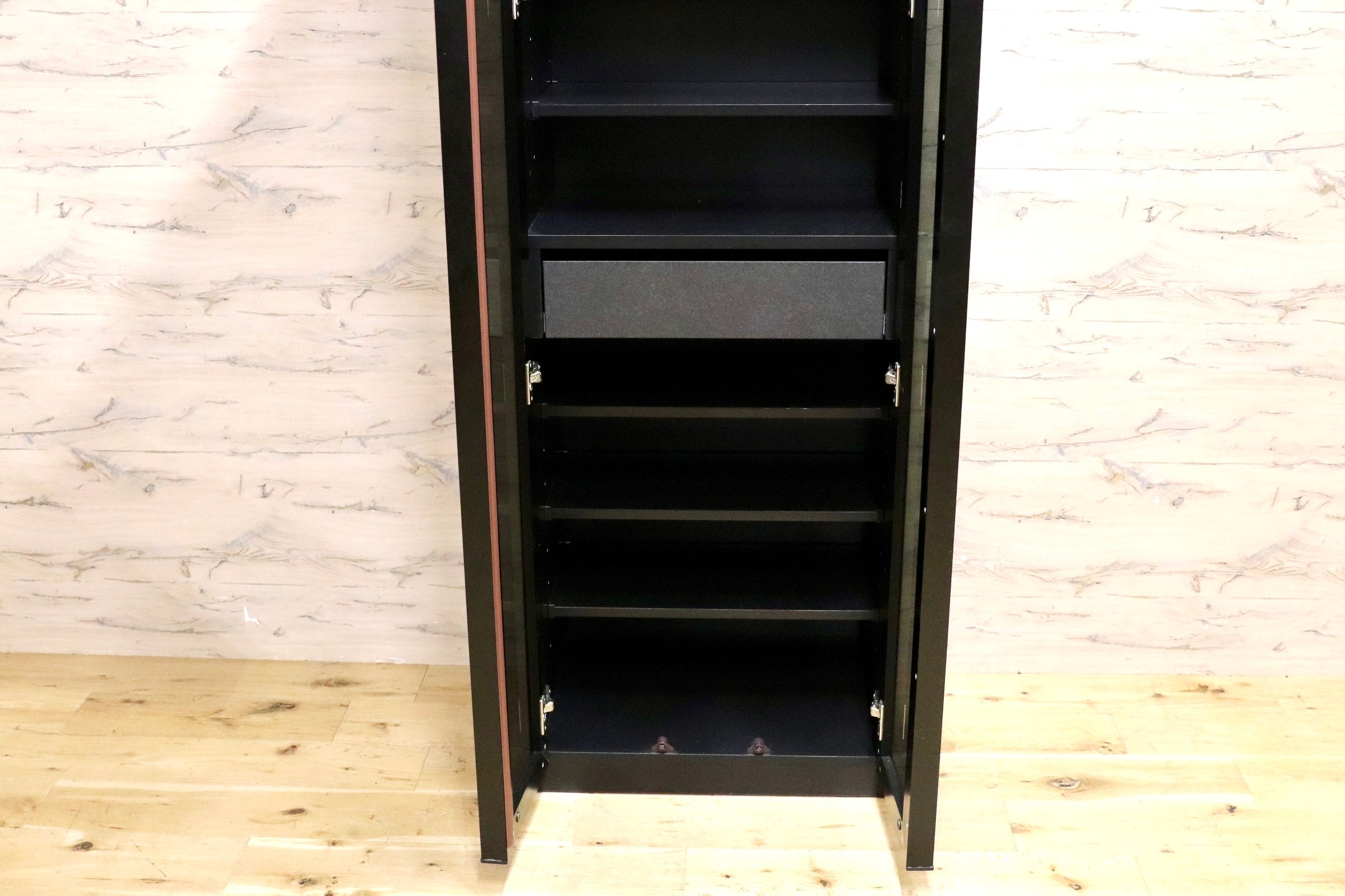 GMJH278A○Shigiyama / シギヤマ家具工業 NOVA ノヴァ 60DB ダイニングボード 食器棚 ブラック ガラス扉 モダン IDC大塚家具 定価13.75万