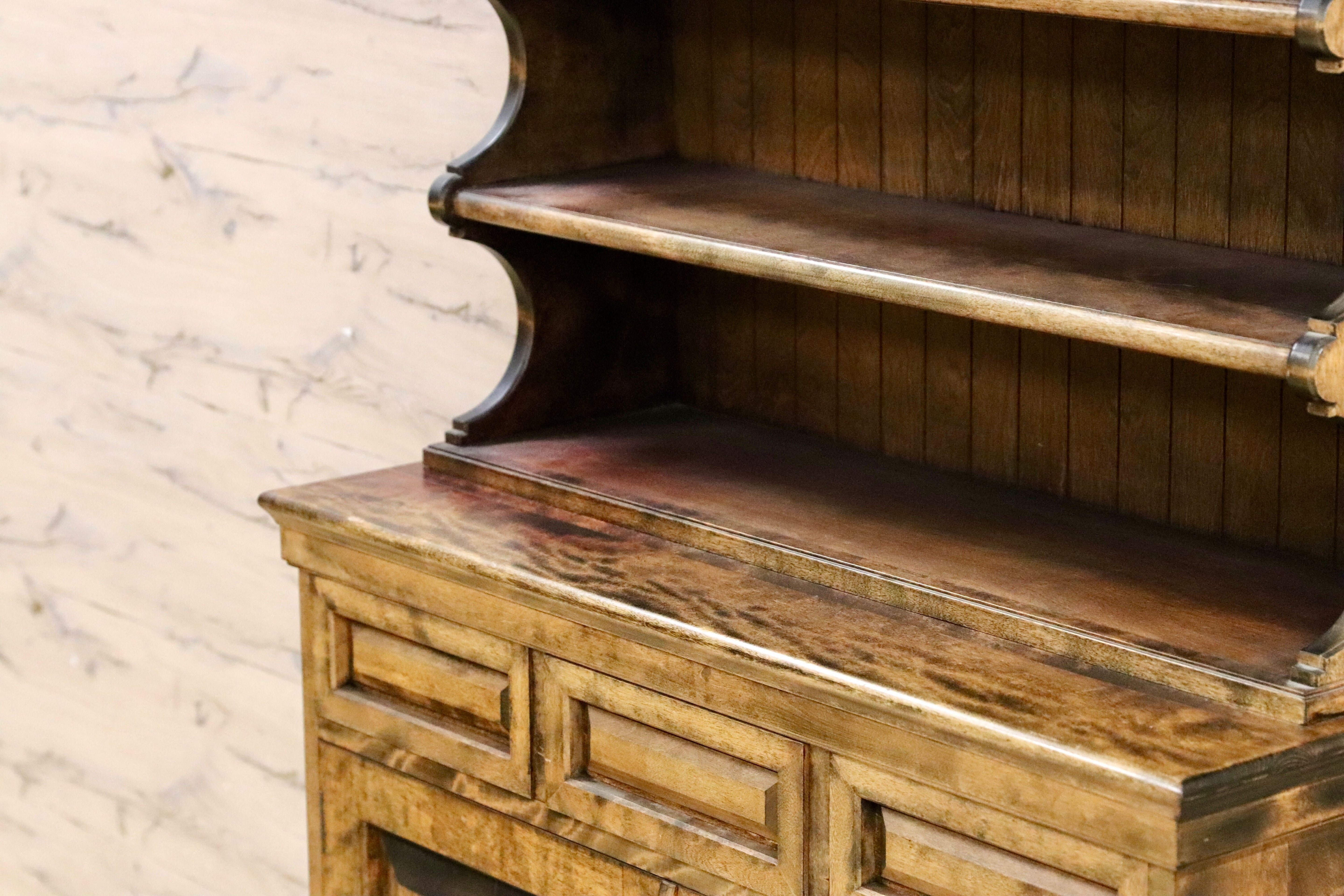 GMHK818○九州民芸家具 カップボード キャビネット シェルフ ミズメザクラ無垢材 和家具 レトロ 希少 ヴィンテージ 検)松本民芸家具