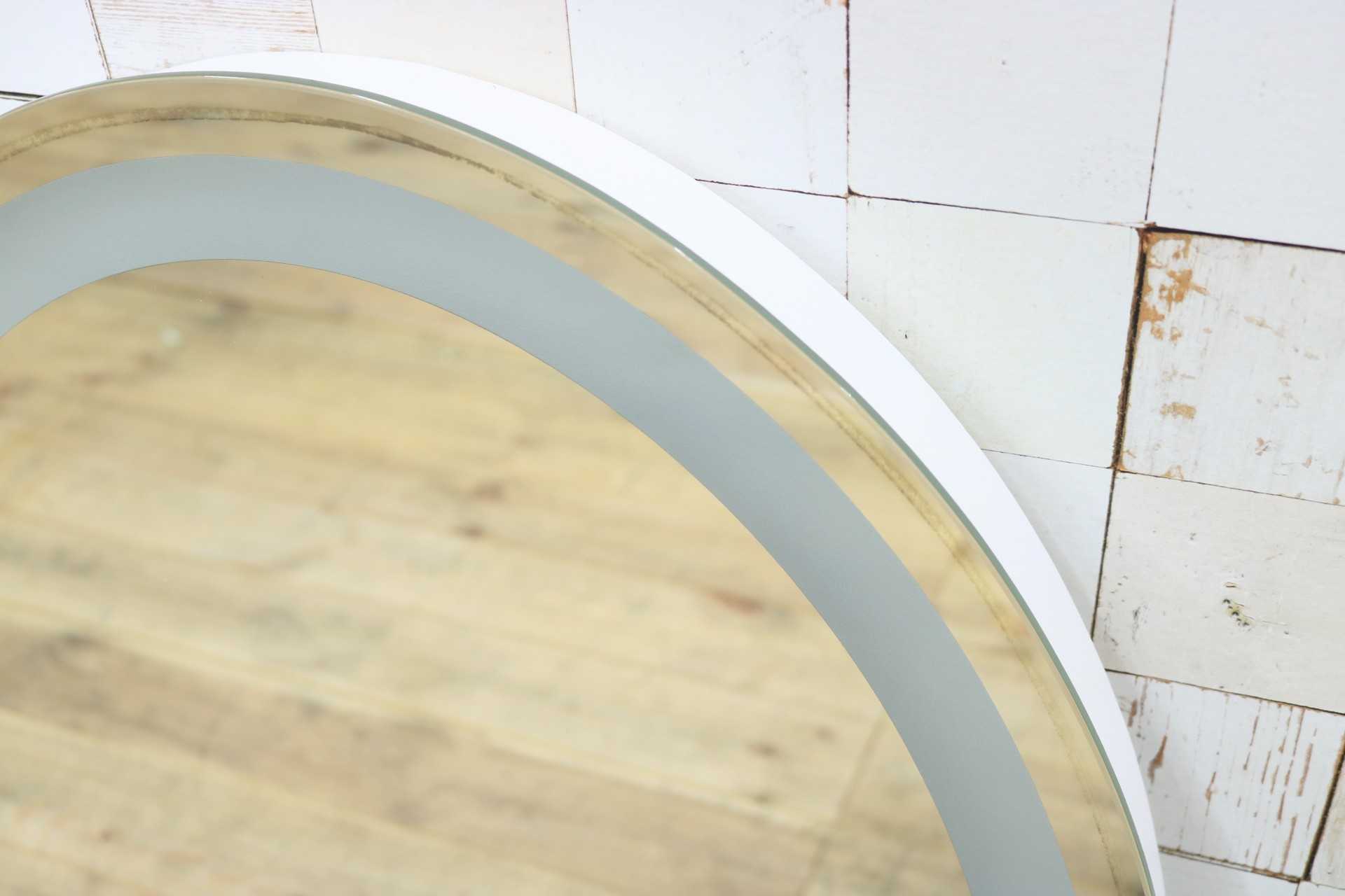 GMIK747I◯ウォールミラー 壁掛け鏡 壁掛けミラー 立て掛けミラー オーバルミラー 楕円形 照明付き フレームレス 店舗什器 モダン 未使用