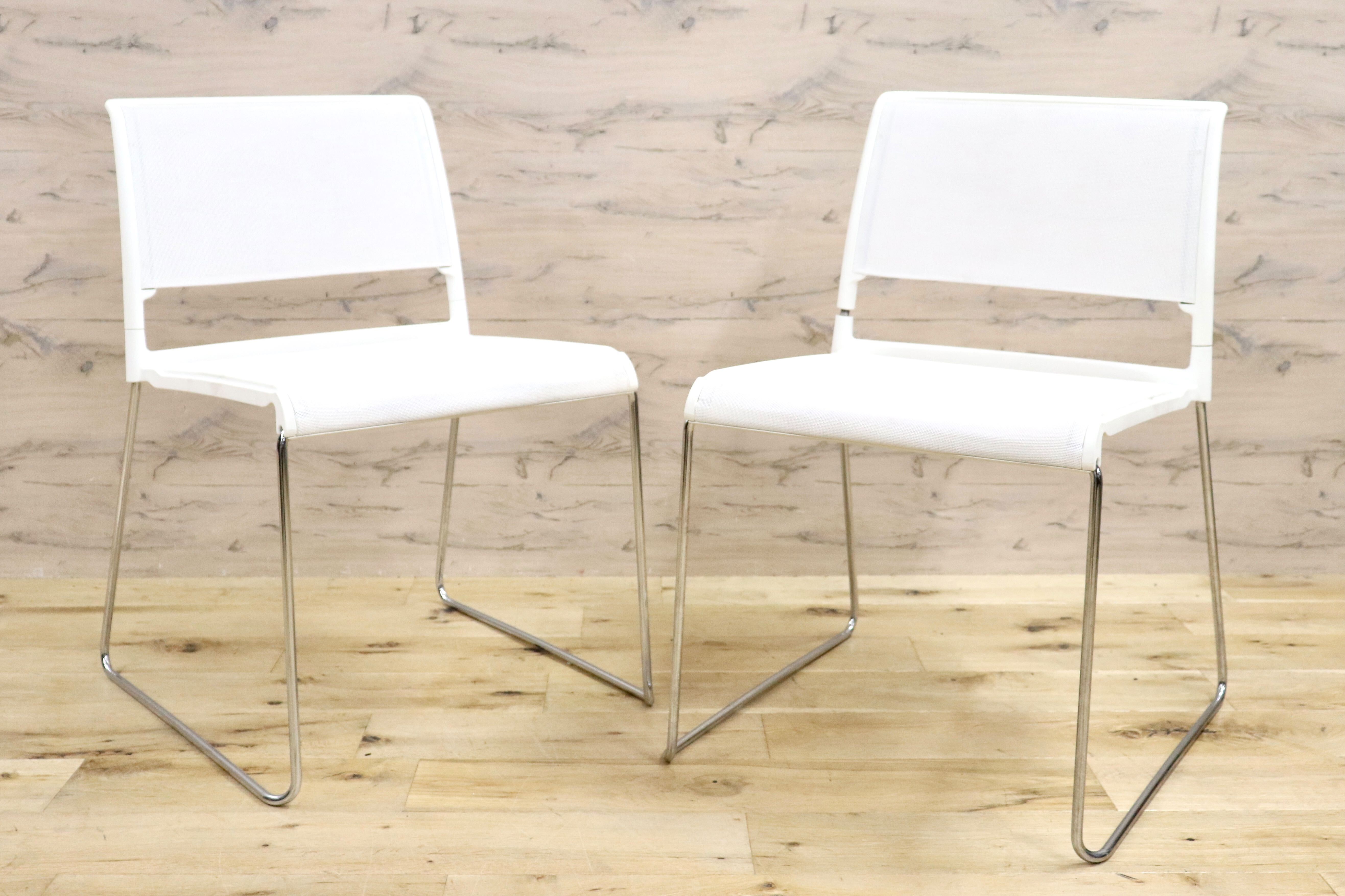 GMHF41A○wilkhahn / ウィルクハーン 230 range alineダイニングチェア 椅子 2脚セット スタッキング ホワイト メッシュ 16.4万