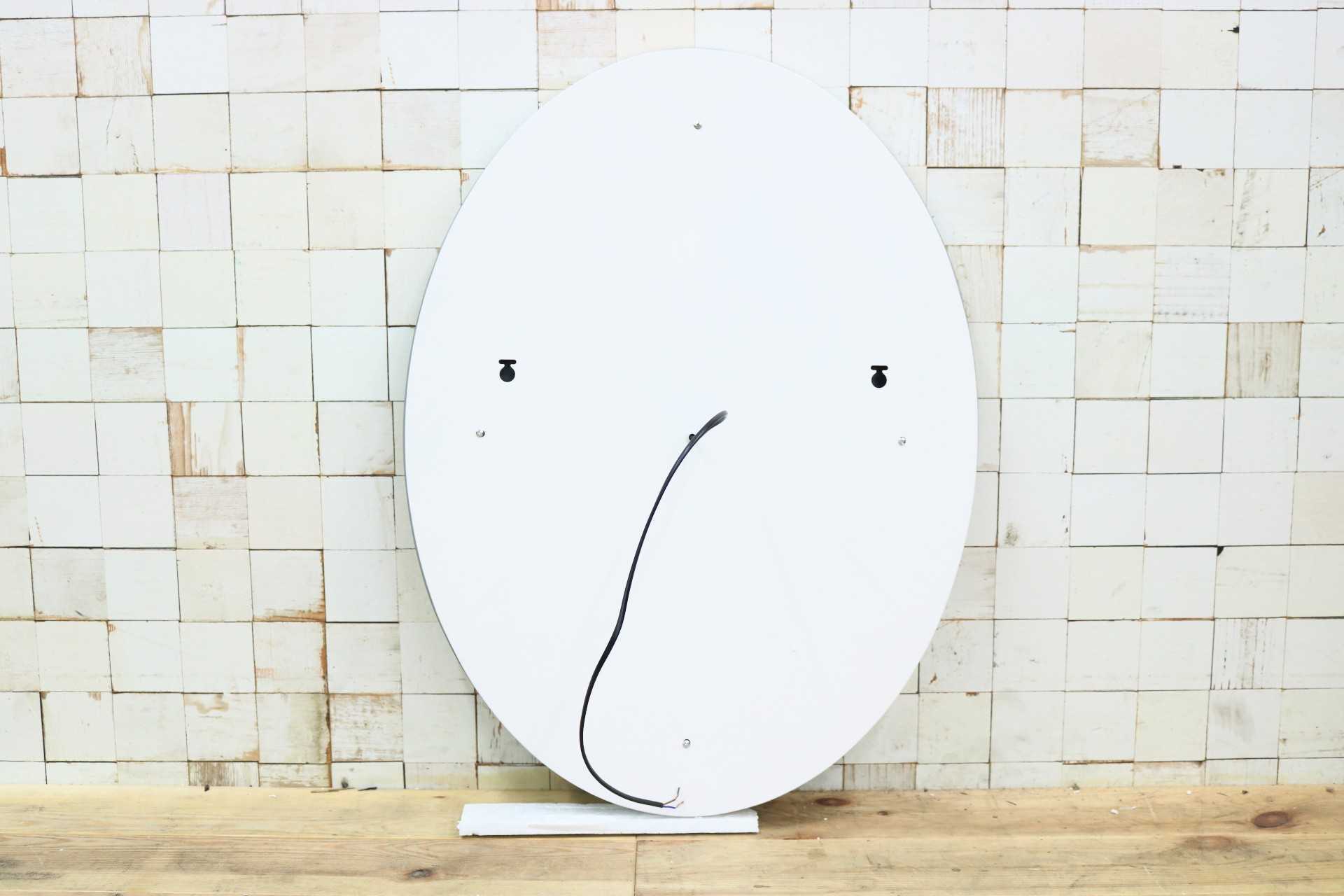 GMIK747I◯ウォールミラー 壁掛け鏡 壁掛けミラー 立て掛けミラー オーバルミラー 楕円形 照明付き フレームレス 店舗什器 モダン 未使用