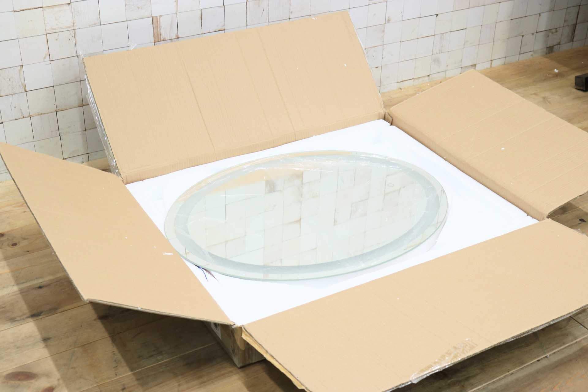 GMIK747J◯ウォールミラー 壁掛け鏡 壁掛けミラー 立て掛けミラー オーバルミラー 楕円形 フレームレス 店舗什器 モダン 未使用