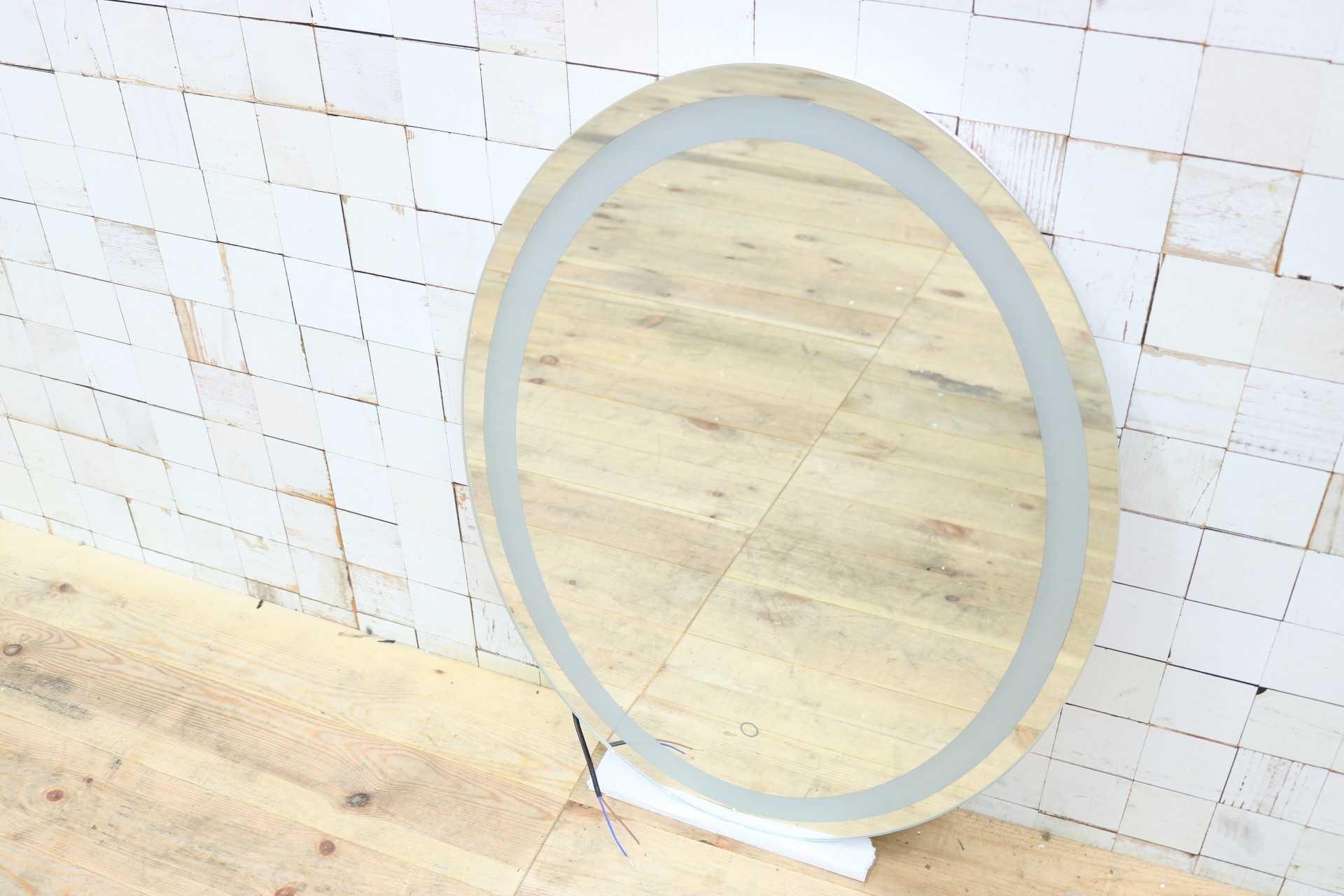 GMIK747J◯ウォールミラー 壁掛け鏡 壁掛けミラー 立て掛けミラー オーバルミラー 楕円形 フレームレス 店舗什器 モダン 未使用