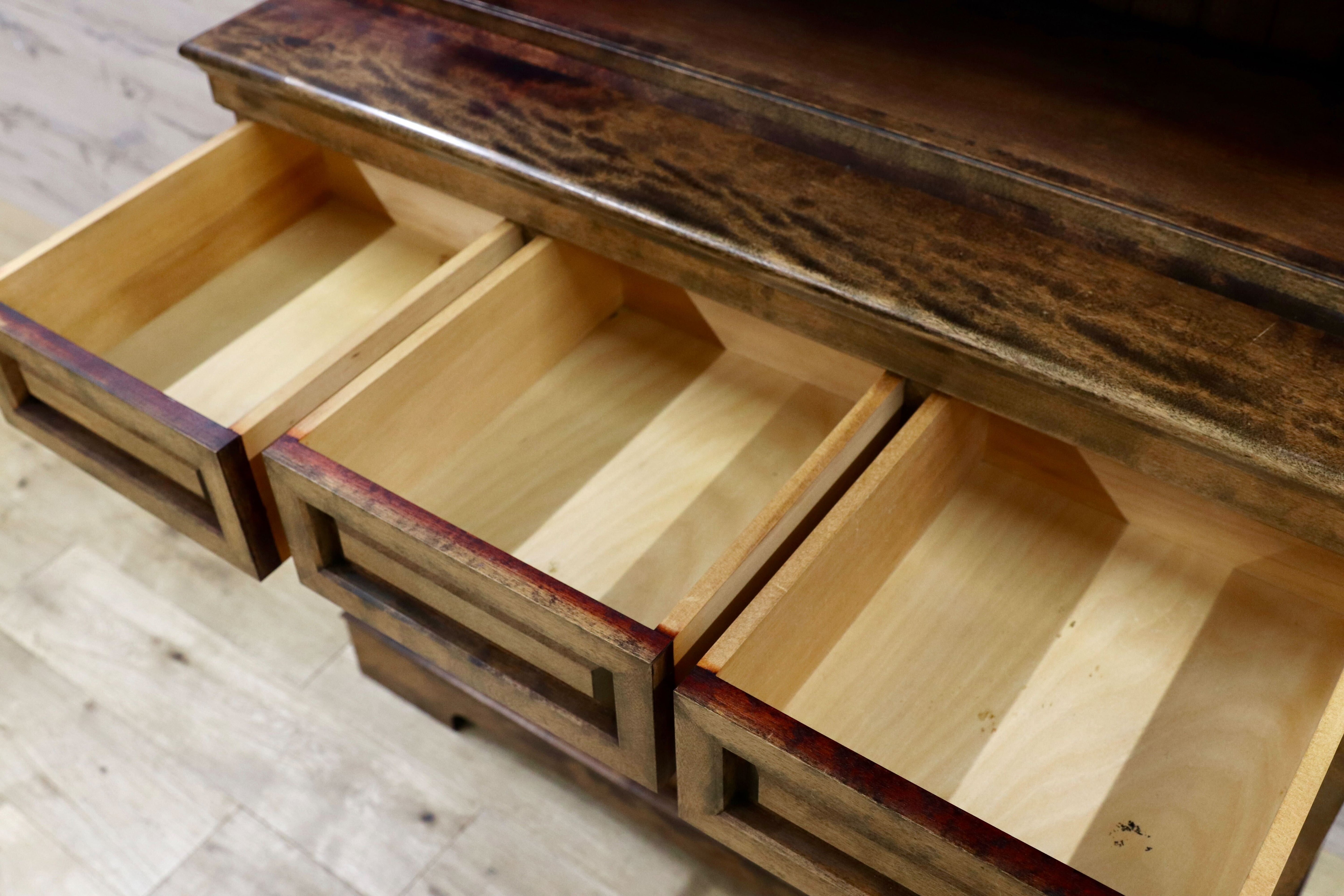 GMHK818○九州民芸家具 カップボード キャビネット シェルフ ミズメザクラ無垢材 和家具 レトロ 希少 ヴィンテージ 検)松本民芸家具