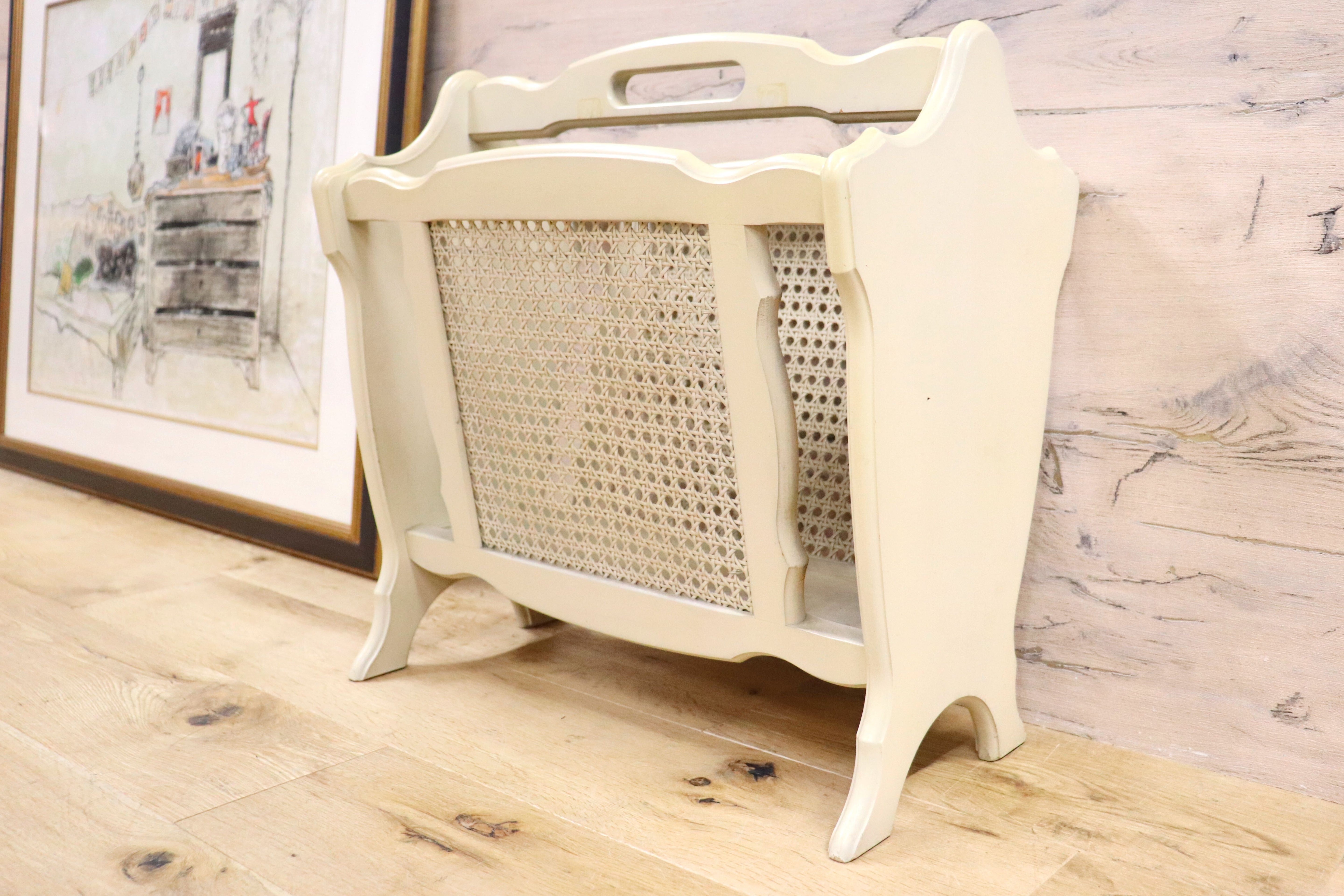 GMGT100○karimoku / カリモク マガジンラック ペーパースタンド スリッパラック ラタン オールド ヴィンテージ