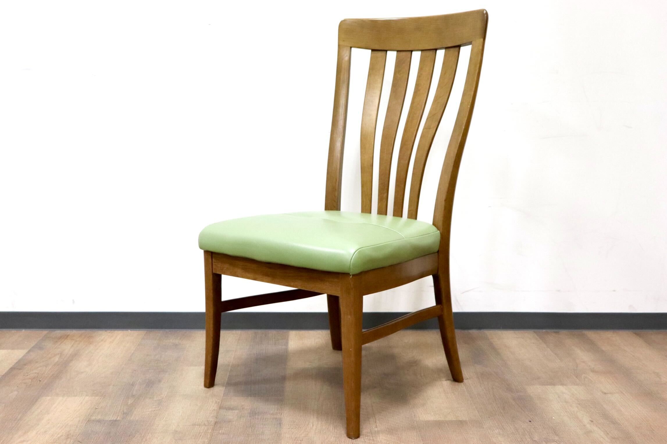 GMGS200A○karimoku / カリモク ダイニングチェア 食卓椅子 ハイバック オーク材 レザー グリーン 和モダン カントリー 国産家具 廃番