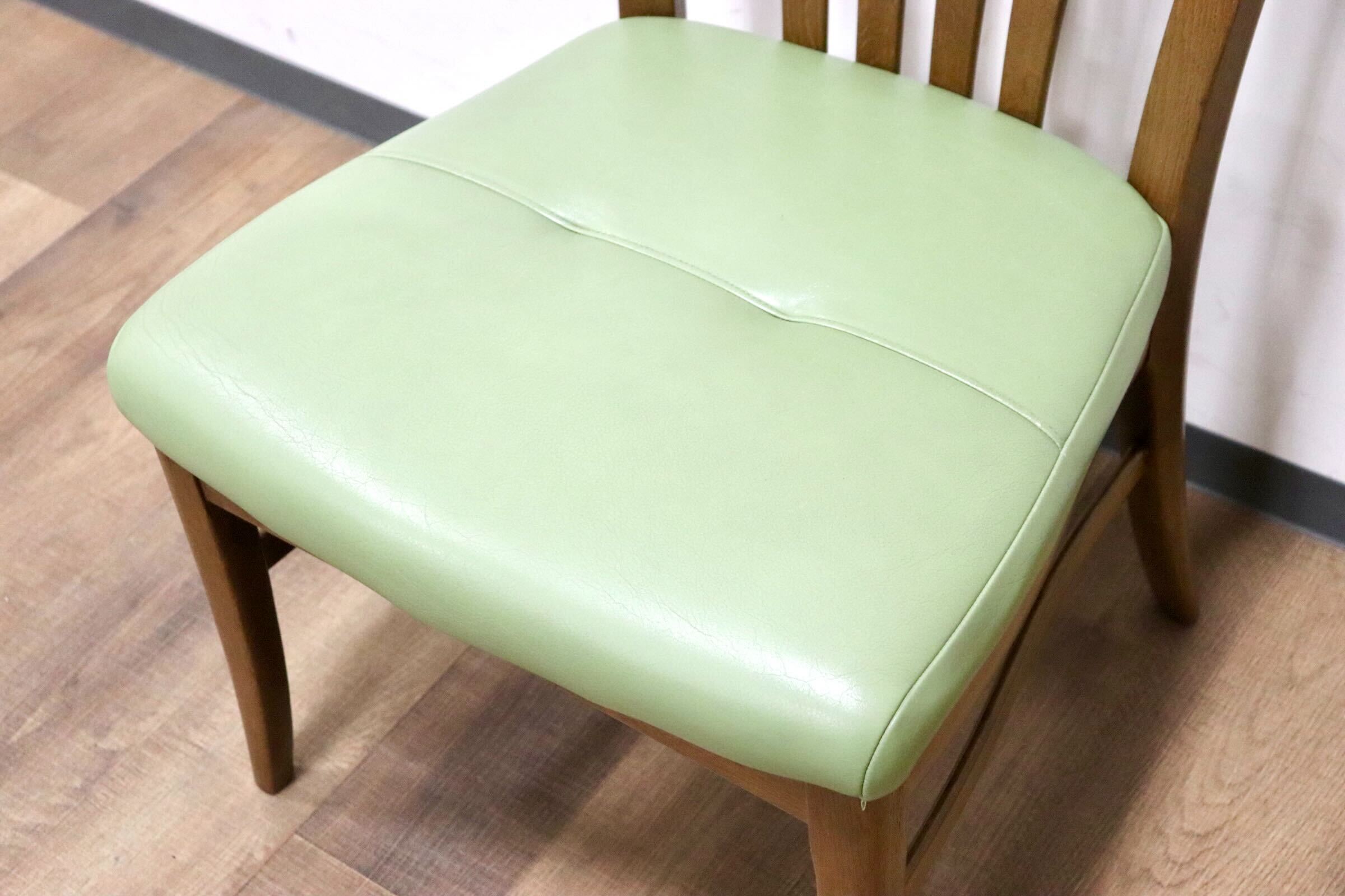 GMGS200A○karimoku / カリモク ダイニングチェア 食卓椅子 ハイバック オーク材 レザー グリーン 和モダン カントリー 国産家具 廃番
