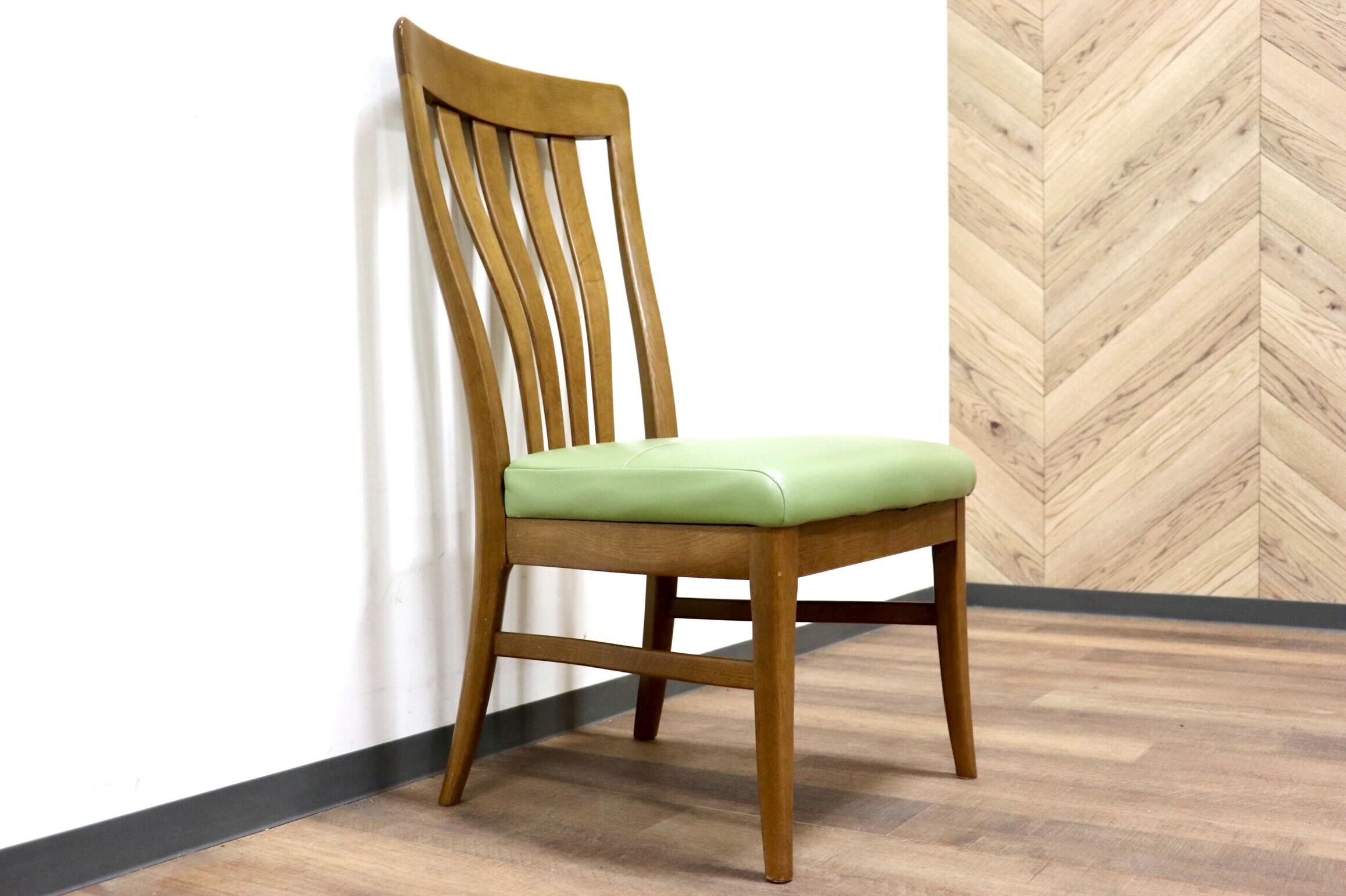 GMGS200A○karimoku / カリモク ダイニングチェア 食卓椅子 ハイバック オーク材 レザー グリーン 和モダン カントリー 国産家具 廃番
