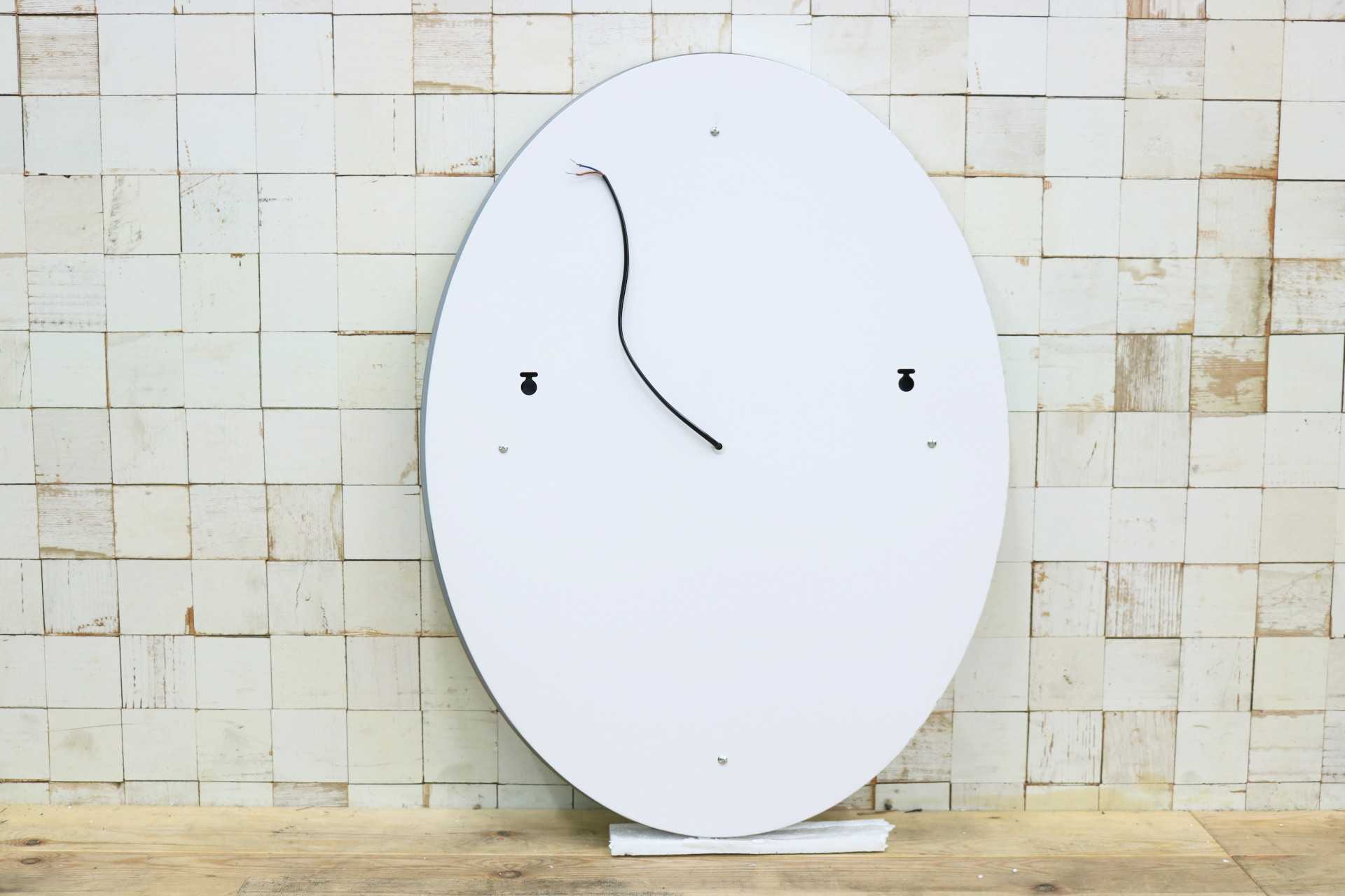 GMIK747K◯ウォールミラー 壁掛け鏡 壁掛けミラー 立て掛けミラー オーバルミラー 楕円形 照明付き フレームレス 店舗什器 モダン 未使用