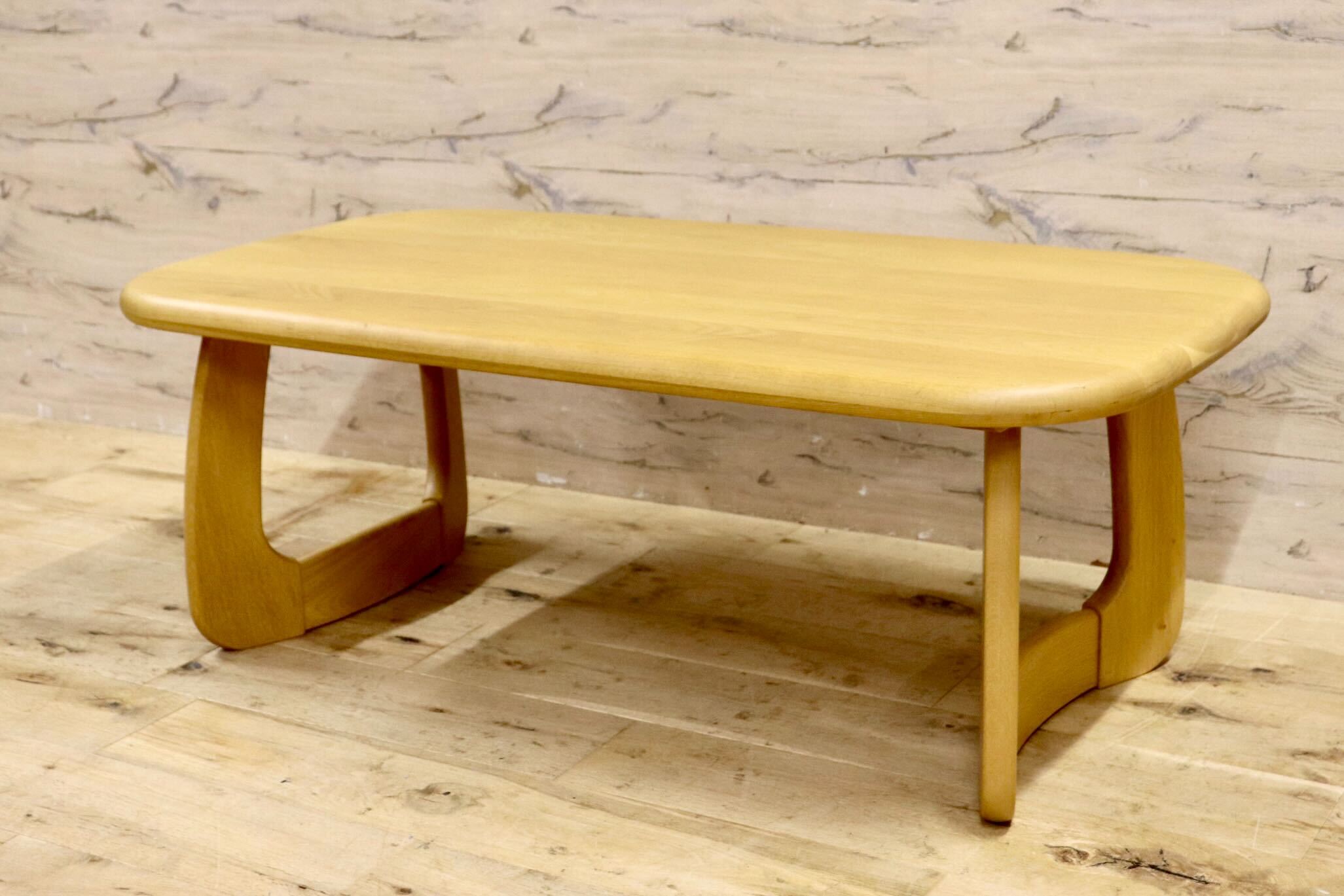 GMIS428○浜本工芸 / HAMAMOTO センターテーブル リビングテーブル ローテーブル 楢材 無垢材 和モダン 国産 定価約9.6万 展示品