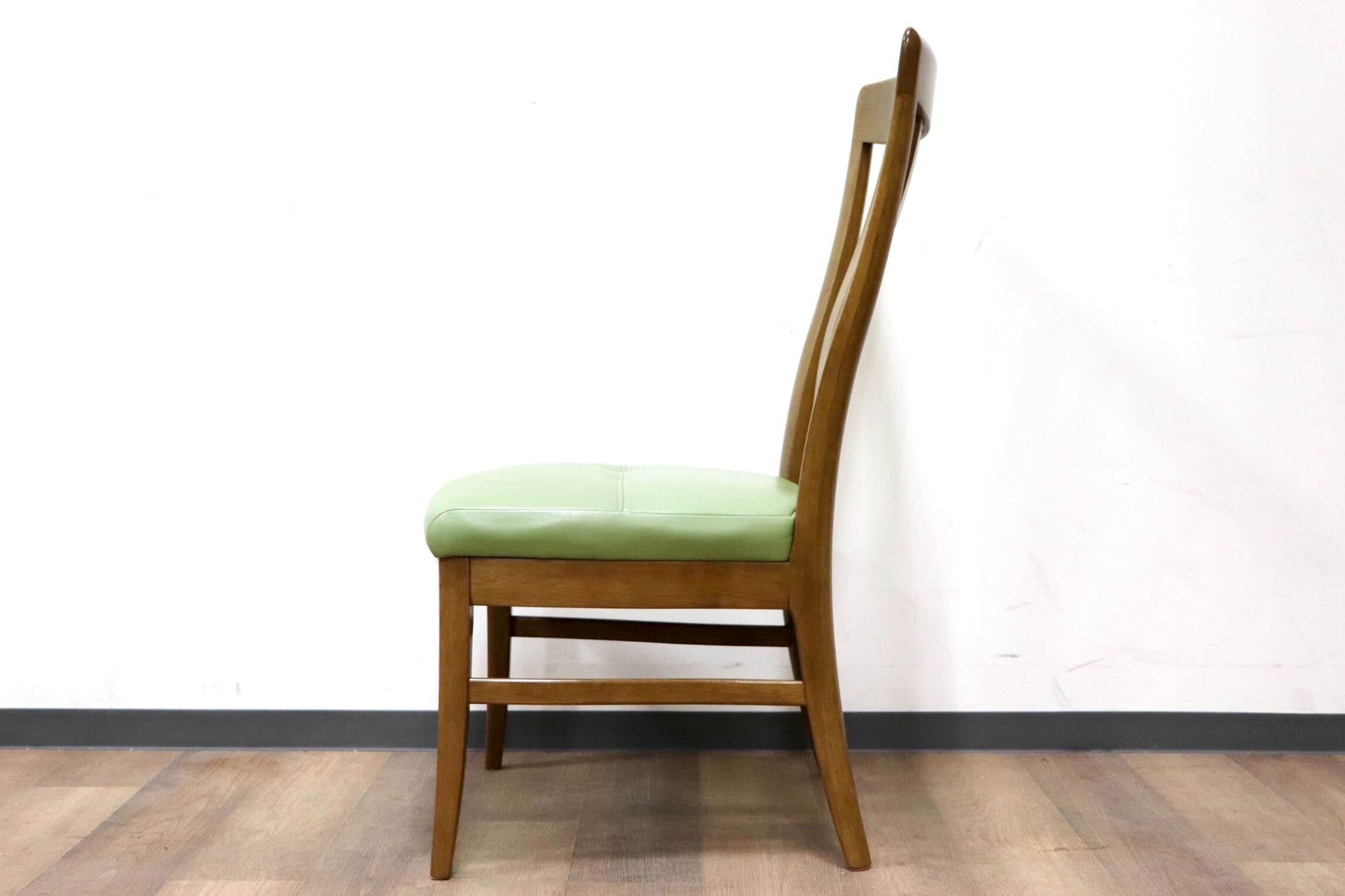 GMGS200A○karimoku / カリモク ダイニングチェア 食卓椅子 ハイバック オーク材 レザー グリーン 和モダン カントリー 国産家具 廃番