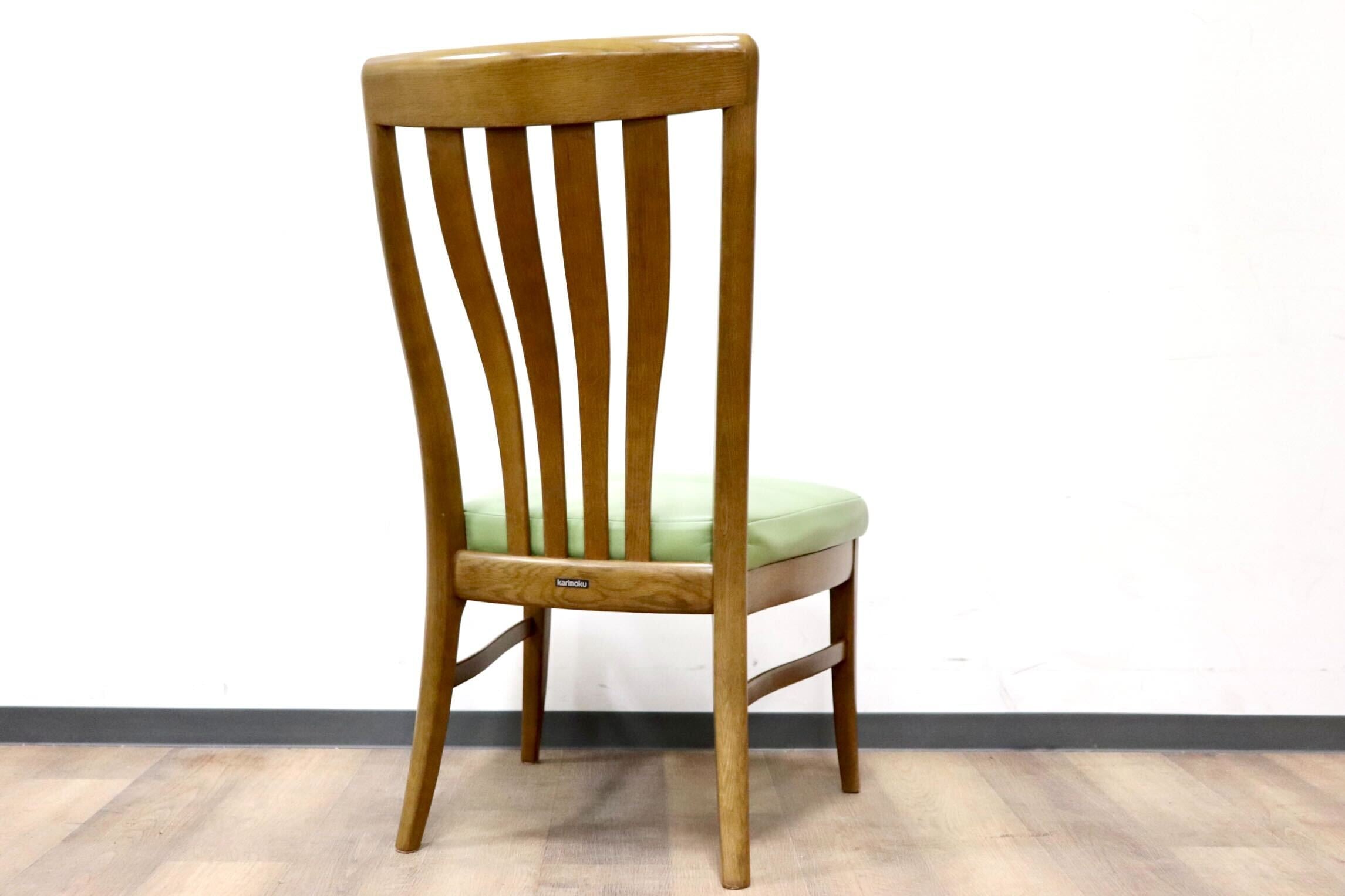 GMGS200A○karimoku / カリモク ダイニングチェア 食卓椅子 ハイバック オーク材 レザー グリーン 和モダン カントリー 国産家具 廃番