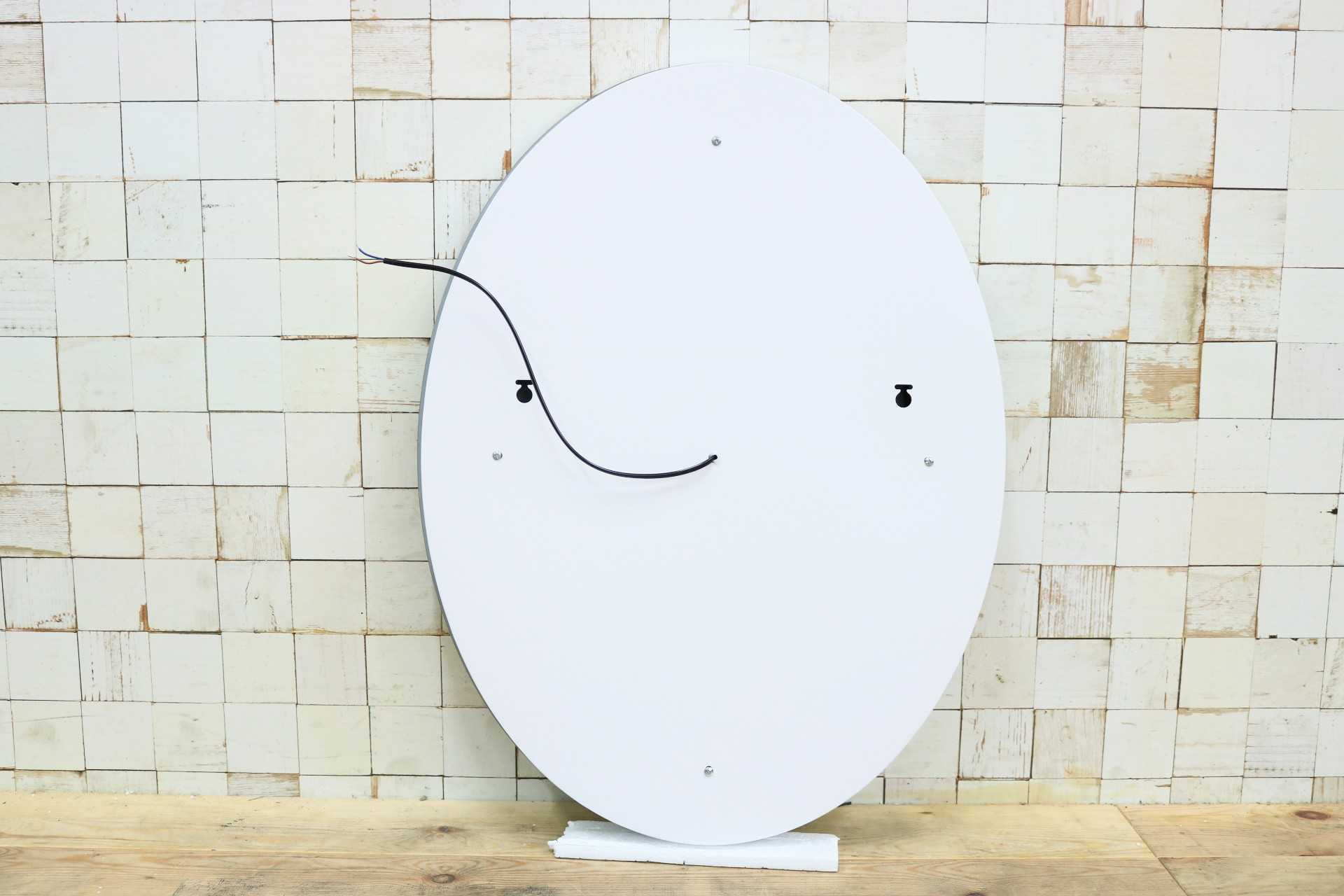 GMIK747L◯ウォールミラー 壁掛け鏡 壁掛けミラー 立て掛けミラー オーバルミラー 楕円形 照明付き フレームレス 店舗什器 モダン 未使用