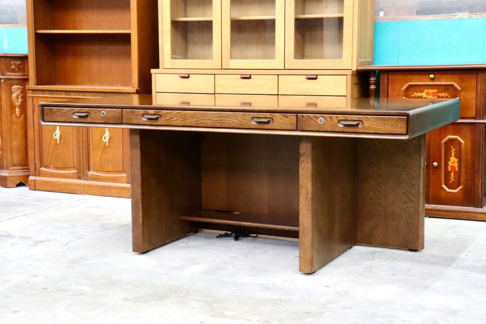 GMIK2○karimoku / カリモク SS8018 役員デスク 書斎机 プレジデントデスク 作業デスク 社長机 定価約32万 国産家具