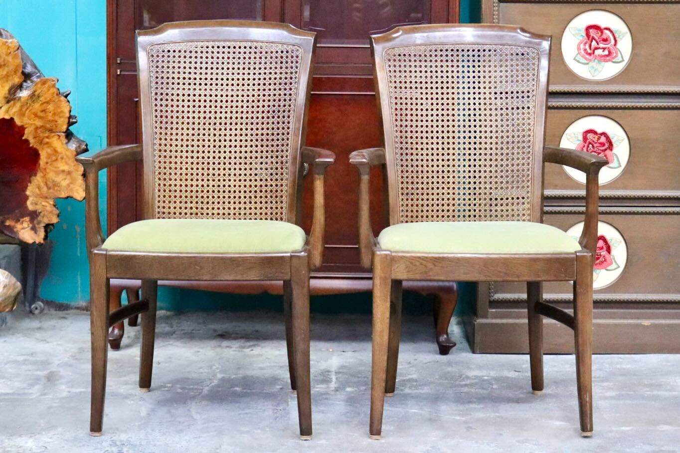 GMIH321B○domani / ドマーニ カリモク karimoku ダイニングチェア アームチェア 2脚セット 木製 籐 ラタン ファブリック クラシック