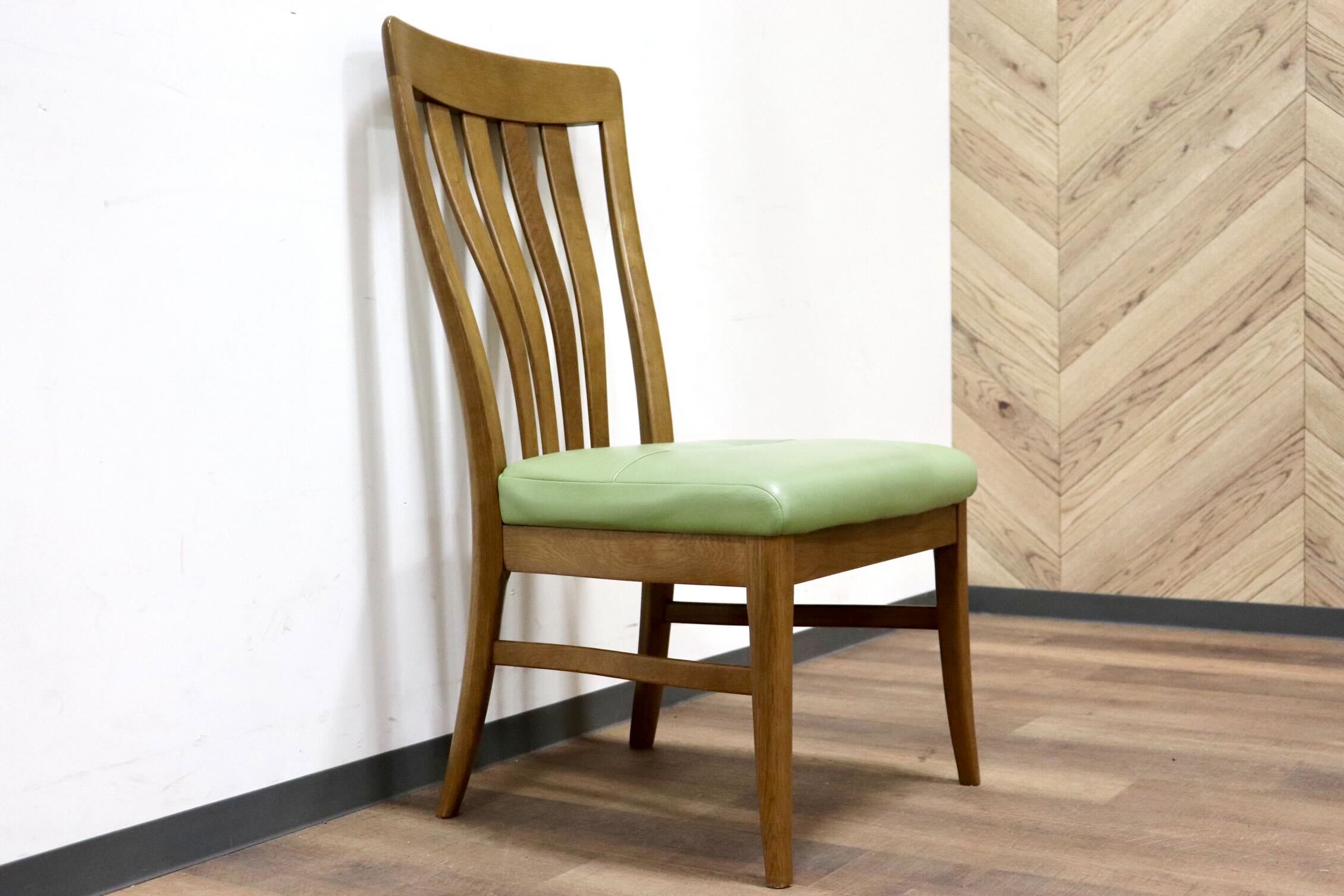 GMGS200B○karimoku / カリモク ダイニングチェア 食卓椅子 ハイバック オーク材 レザー グリーン 和モダン カントリー 国産家具 廃番
