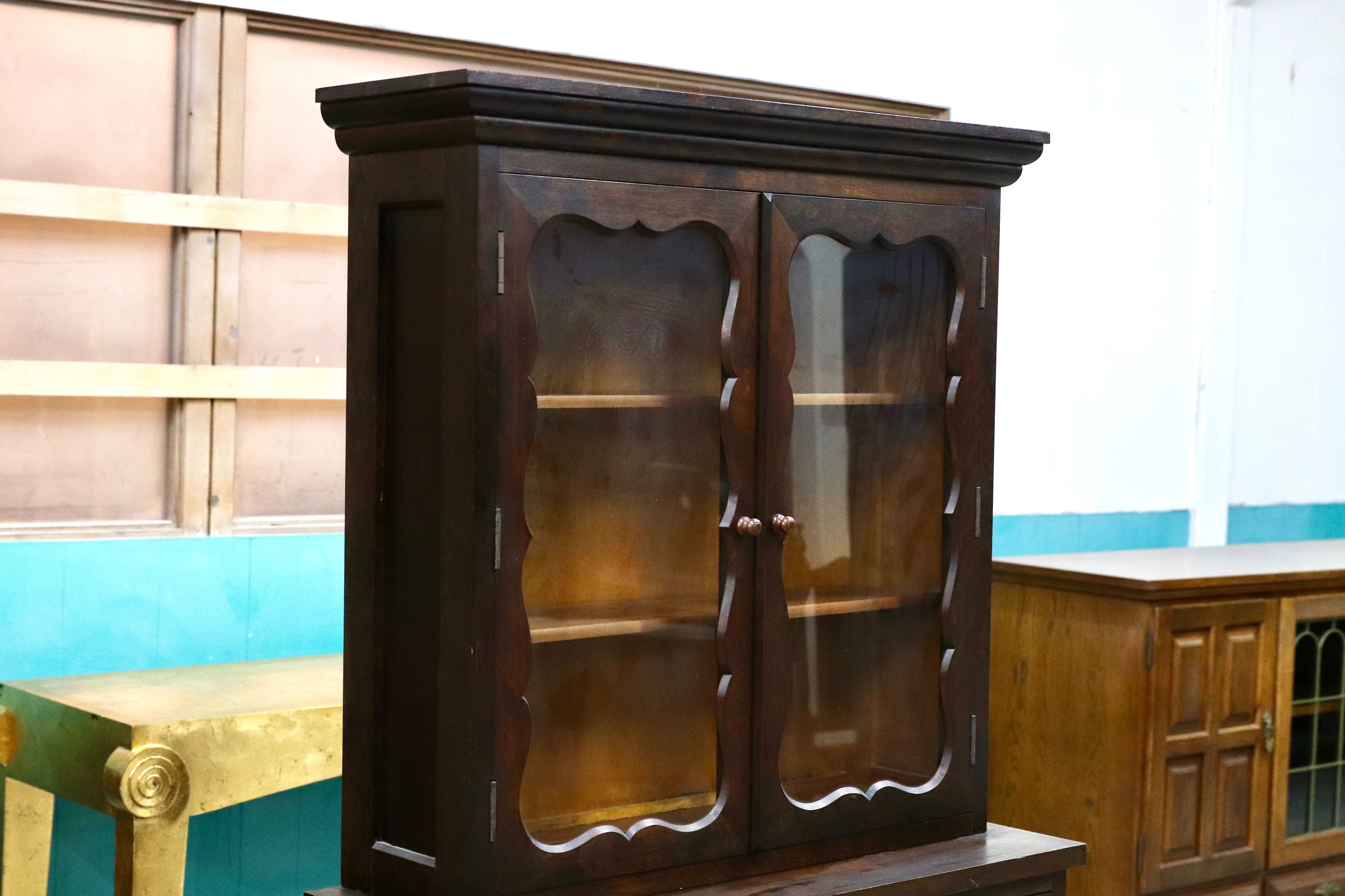 GMHK678○松本民芸家具 #58型 ヴィンテージ キャビネット 飾り棚 カップボード ブックケース 水屋棚 民藝 アンティーク ミズメザクラ 稀少