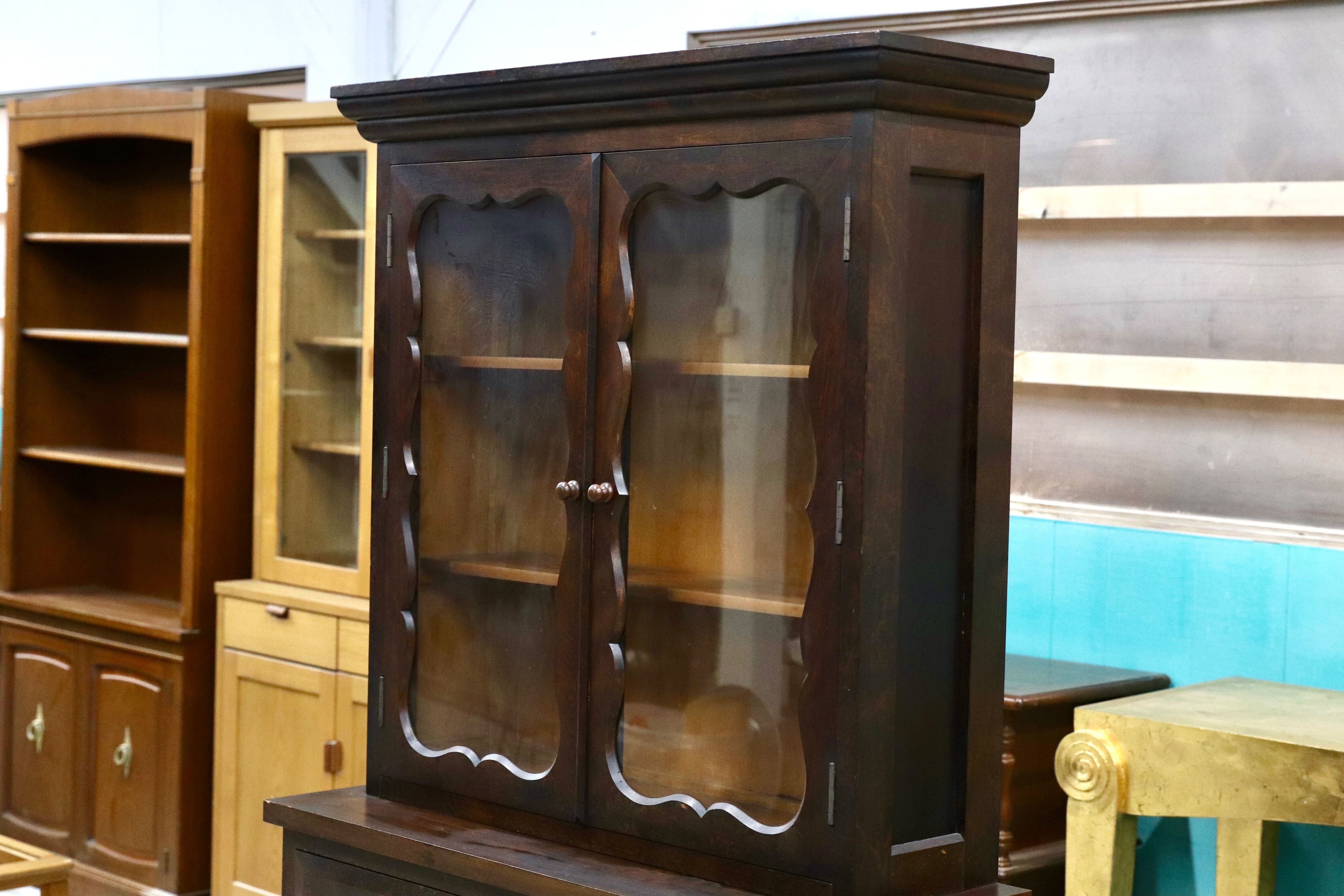 GMHK678○松本民芸家具 #58型 ヴィンテージ キャビネット 飾り棚 カップボード ブックケース 水屋棚 民藝 アンティーク ミズメザクラ 稀少