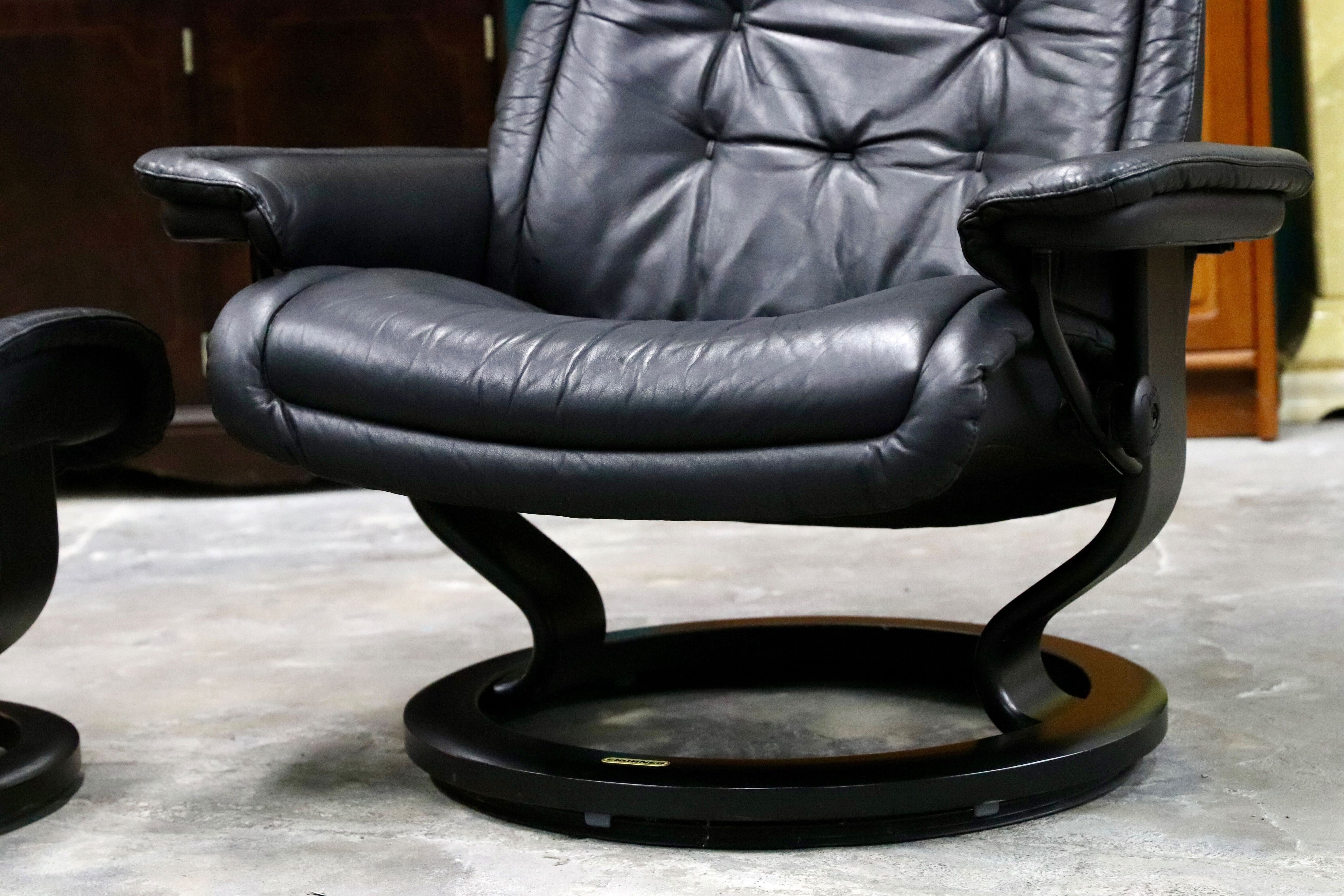GMIK460○EKORNES / エコーネス ロイヤル ヴィンテージ リクライニングチェア 上位モデル 北欧 ノルウェー シングルソファ ブラック 本革