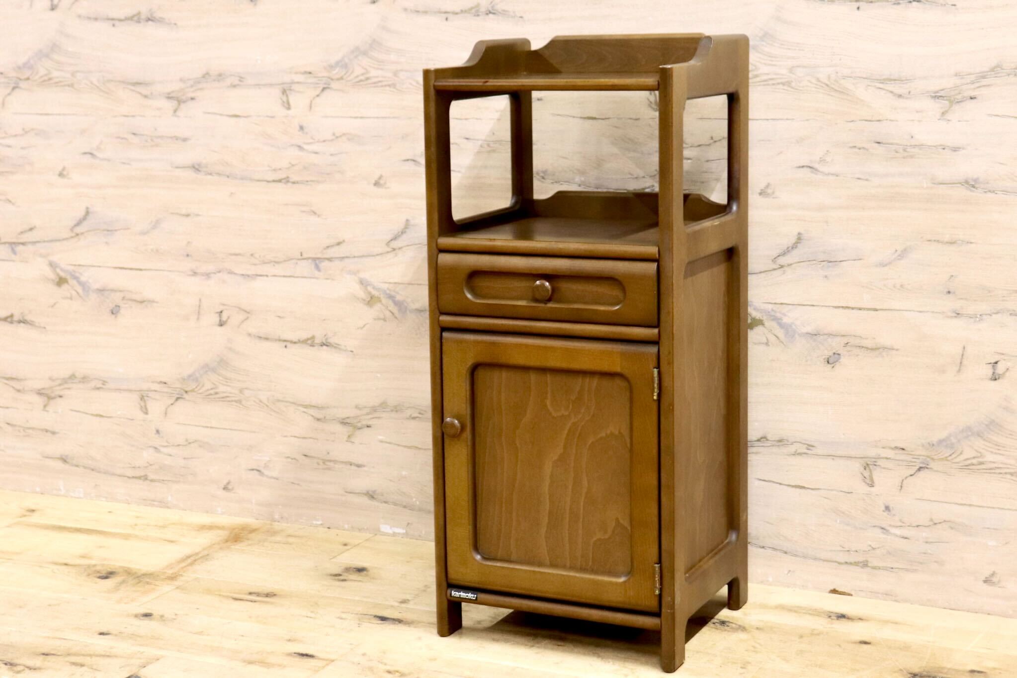 GMIH125○karimoku / カリモク 電話台 FAX台 花台 飾り棚 リビング収納 引出し クラシック レトロ 国産家具