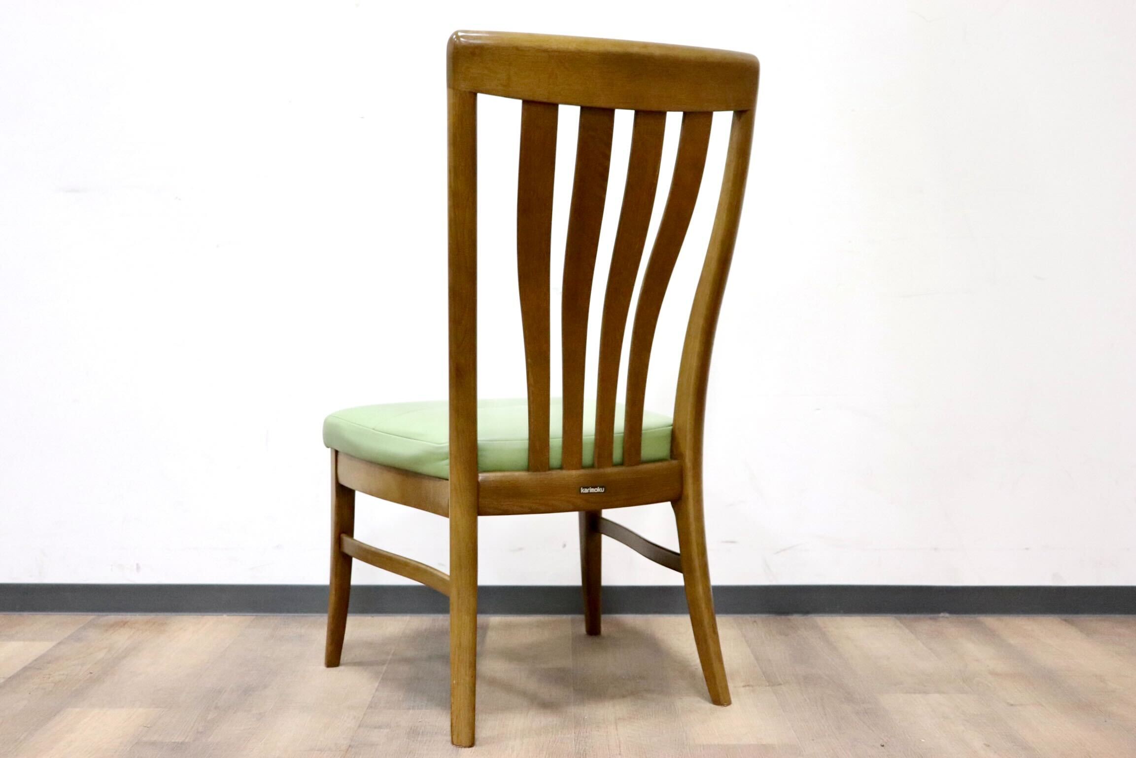 GMGS200B○karimoku / カリモク ダイニングチェア 食卓椅子 ハイバック オーク材 レザー グリーン 和モダン カントリー 国産家具 廃番
