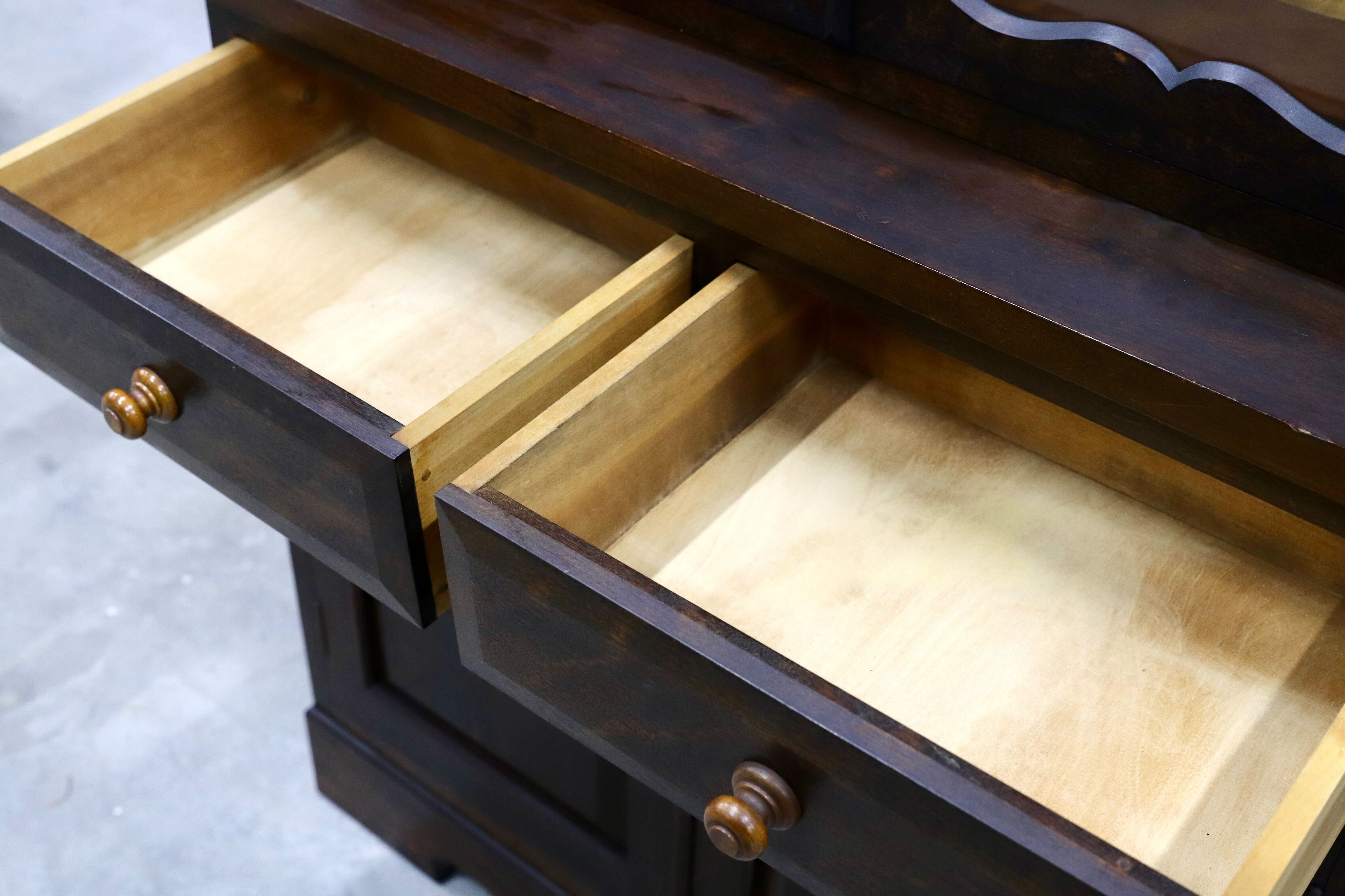 GMHK678○松本民芸家具 #58型 ヴィンテージ キャビネット 飾り棚 カップボード ブックケース 水屋棚 民藝 アンティーク ミズメザクラ 稀少