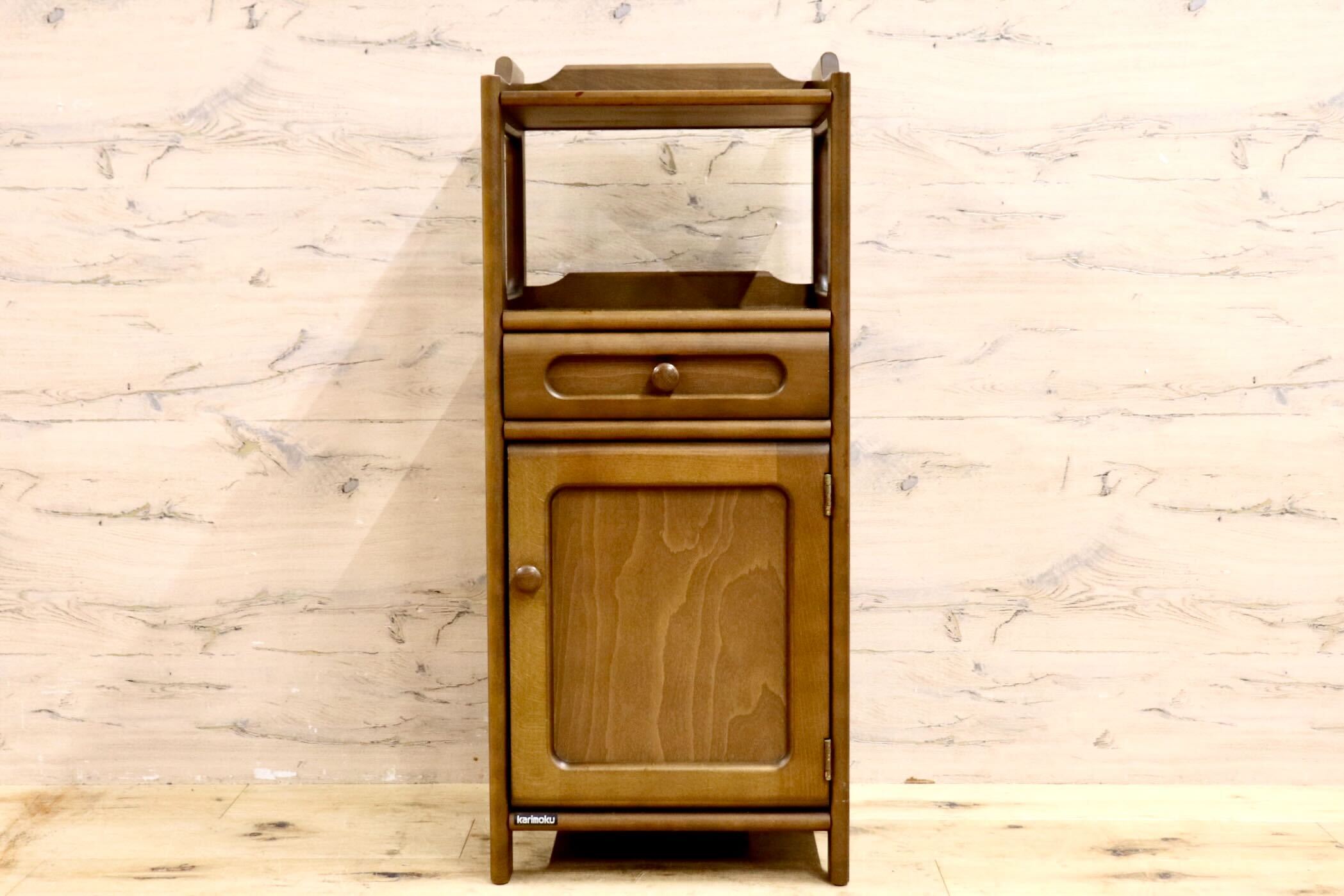 GMIH125○karimoku / カリモク 電話台 FAX台 花台 飾り棚 リビング収納 引出し クラシック レトロ 国産家具