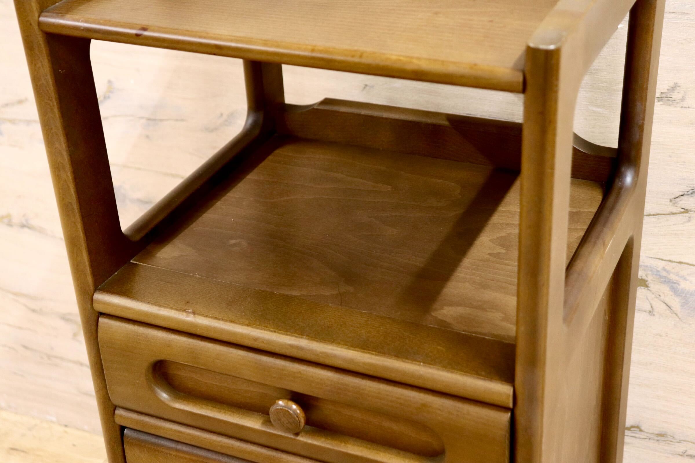 GMIH125○karimoku / カリモク 電話台 FAX台 花台 飾り棚 リビング収納 引出し クラシック レトロ 国産家具