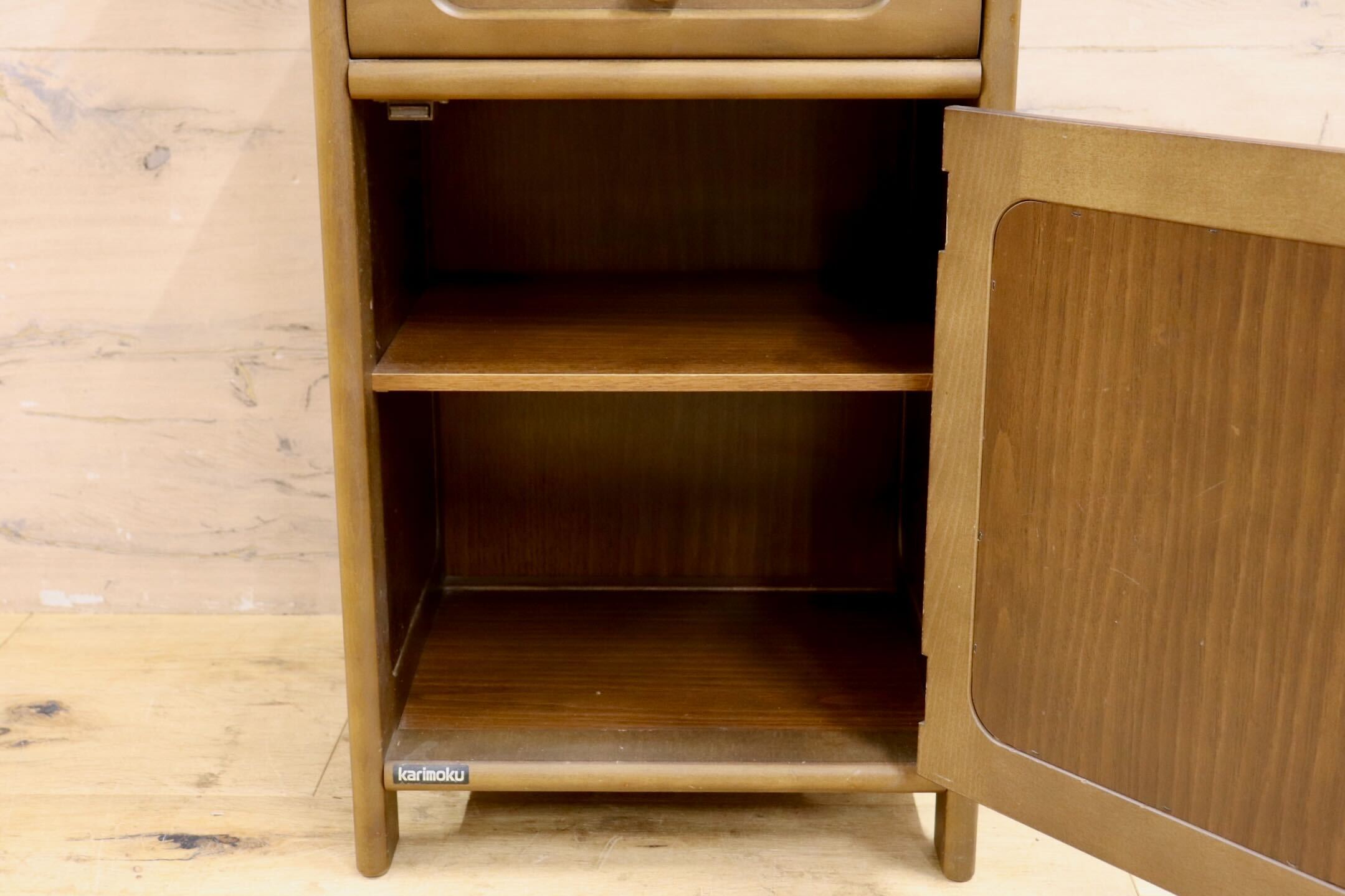 GMIH125○karimoku / カリモク 電話台 FAX台 花台 飾り棚 リビング収納 引出し クラシック レトロ 国産家具
