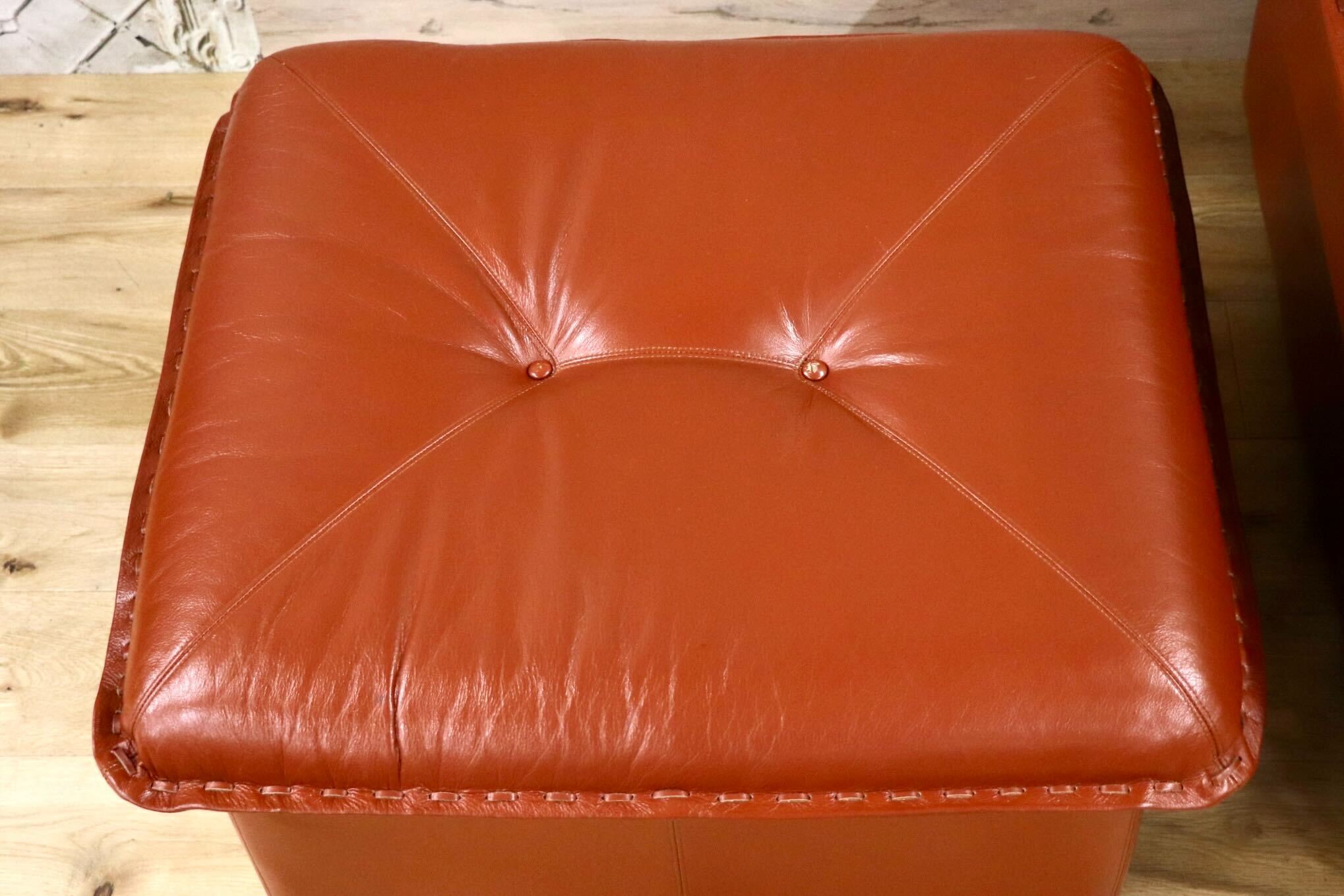 GMJS14B○冨士ファニチア / FUJI FURNITURE ラウンジチェア オットマン 本革 日本製 ヴィンテージ ラウンジソファ ジャパニーズモダン 稀少