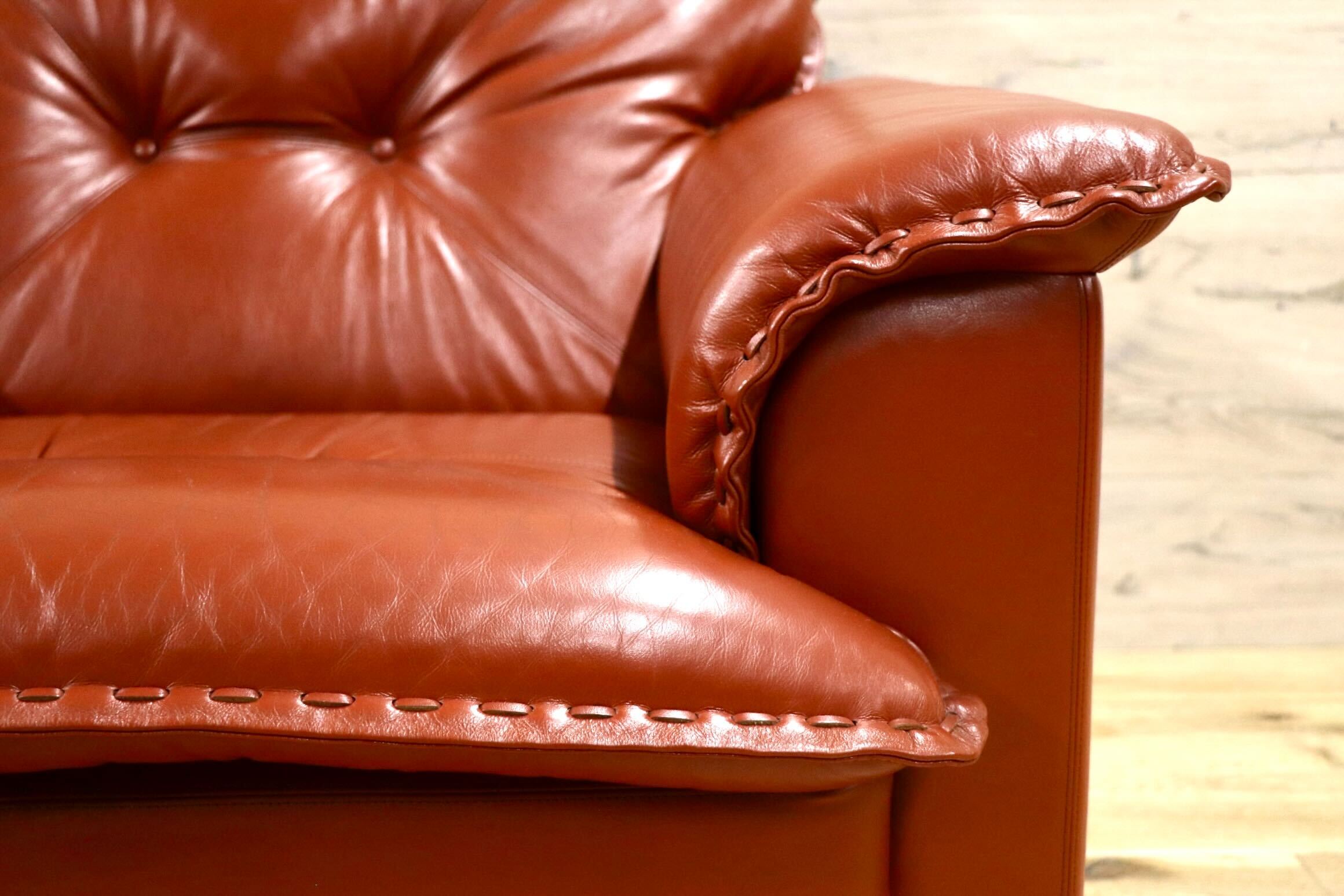 GMJS14B○冨士ファニチア / FUJI FURNITURE ラウンジチェア オットマン 本革 日本製 ヴィンテージ ラウンジソファ ジャパニーズモダン 稀少