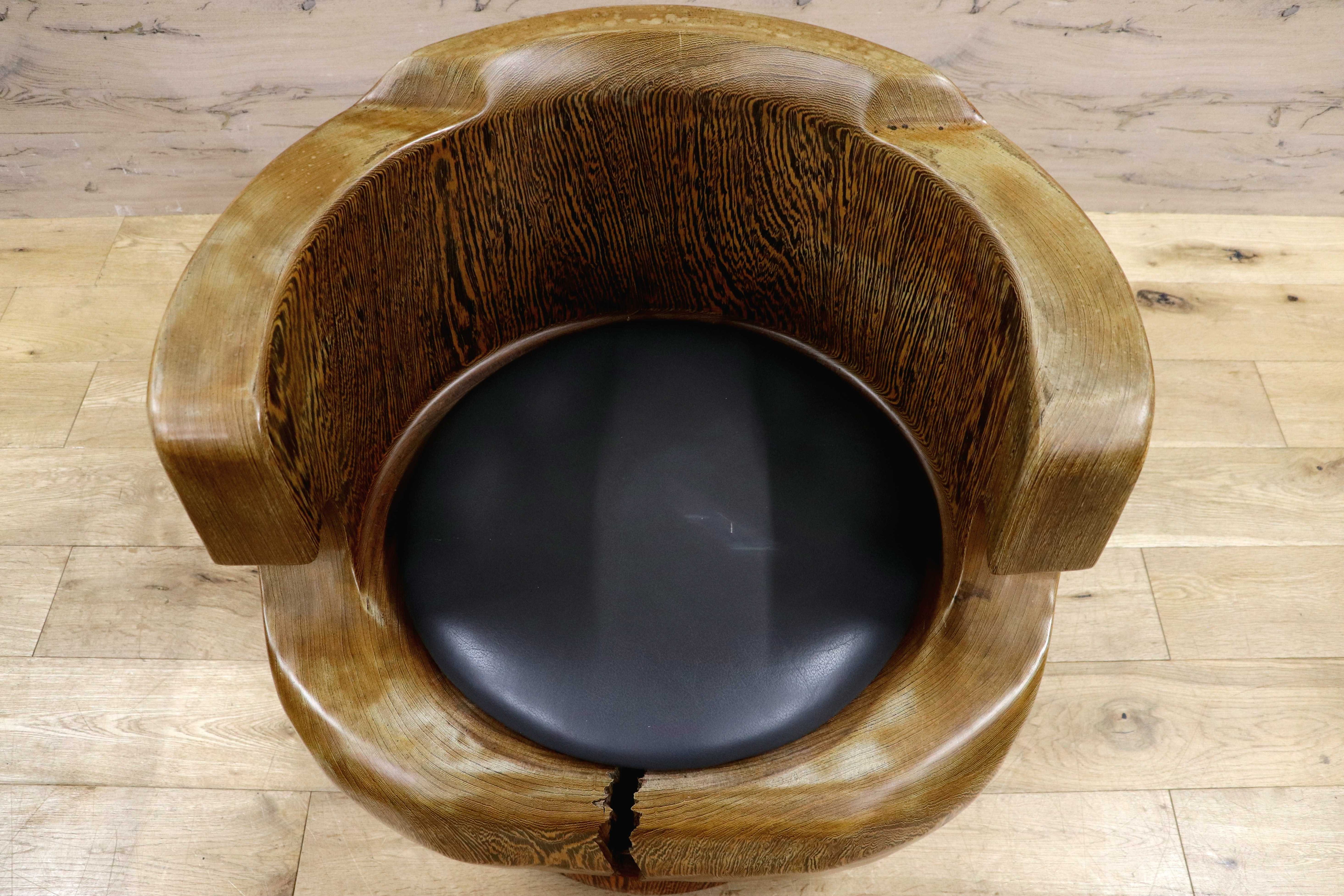 GMIH275D○鉄刀木 夕ガヤサン 大臣椅子 回転椅子 無垢材 応接 ラウンジ 和室 座敷 アンティーク