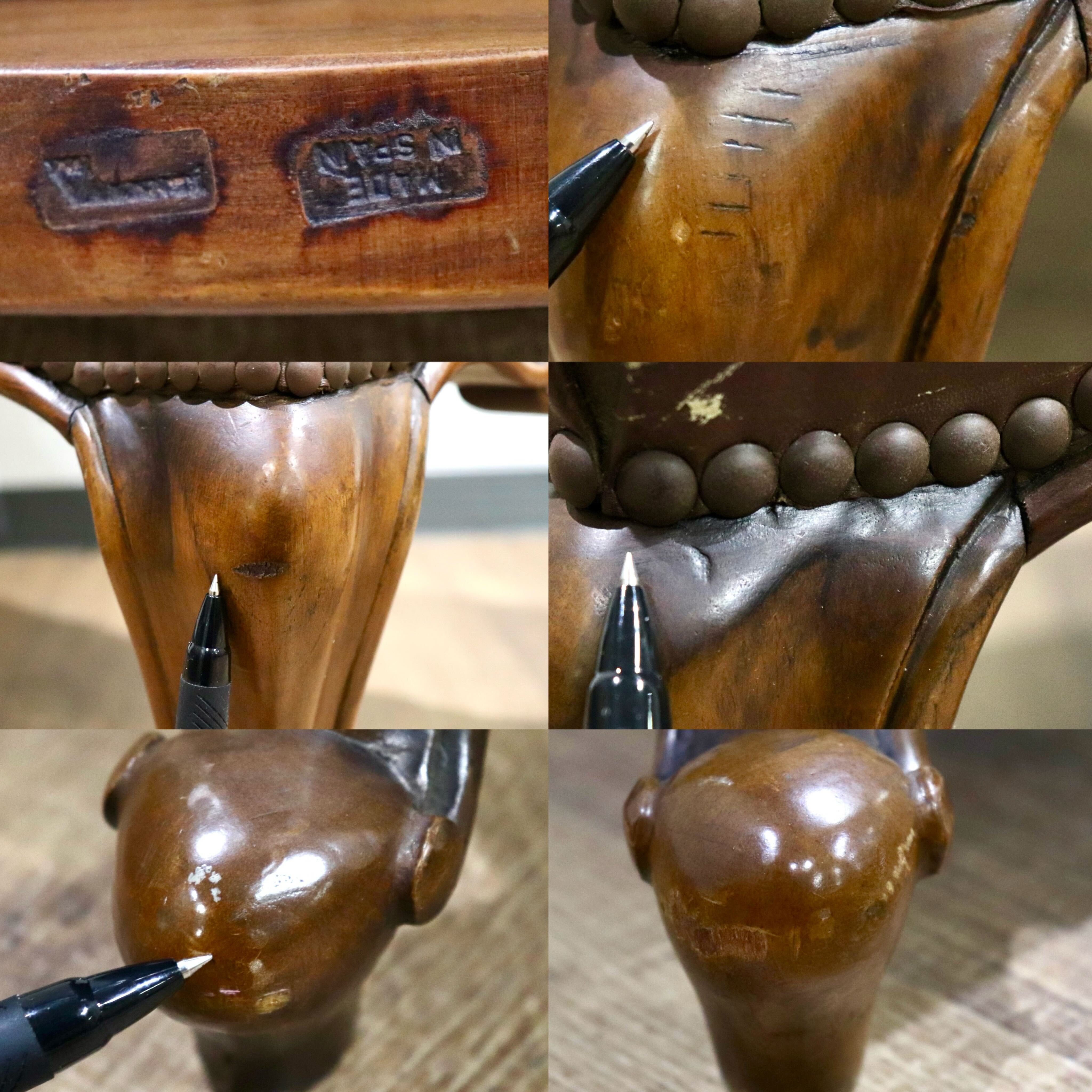 GMHO135○VARO.S.A. VALENTI / バロッサバレンティ スツール オットマン 猫脚 総革 アンティーク スペイン最高峰 クラシック ヴィンテージ