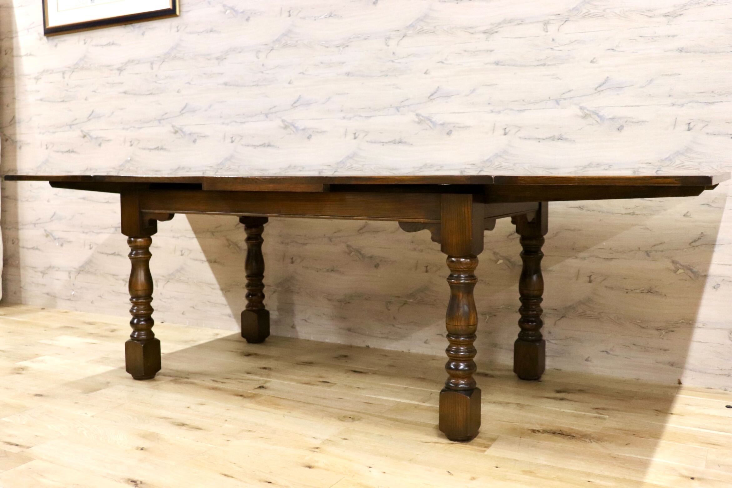 GMHK178○英国 アンティーク エクステンションテーブル ダイニングテーブル 食卓テーブル 伸長式 オーク材 クラシカル 輸入家具