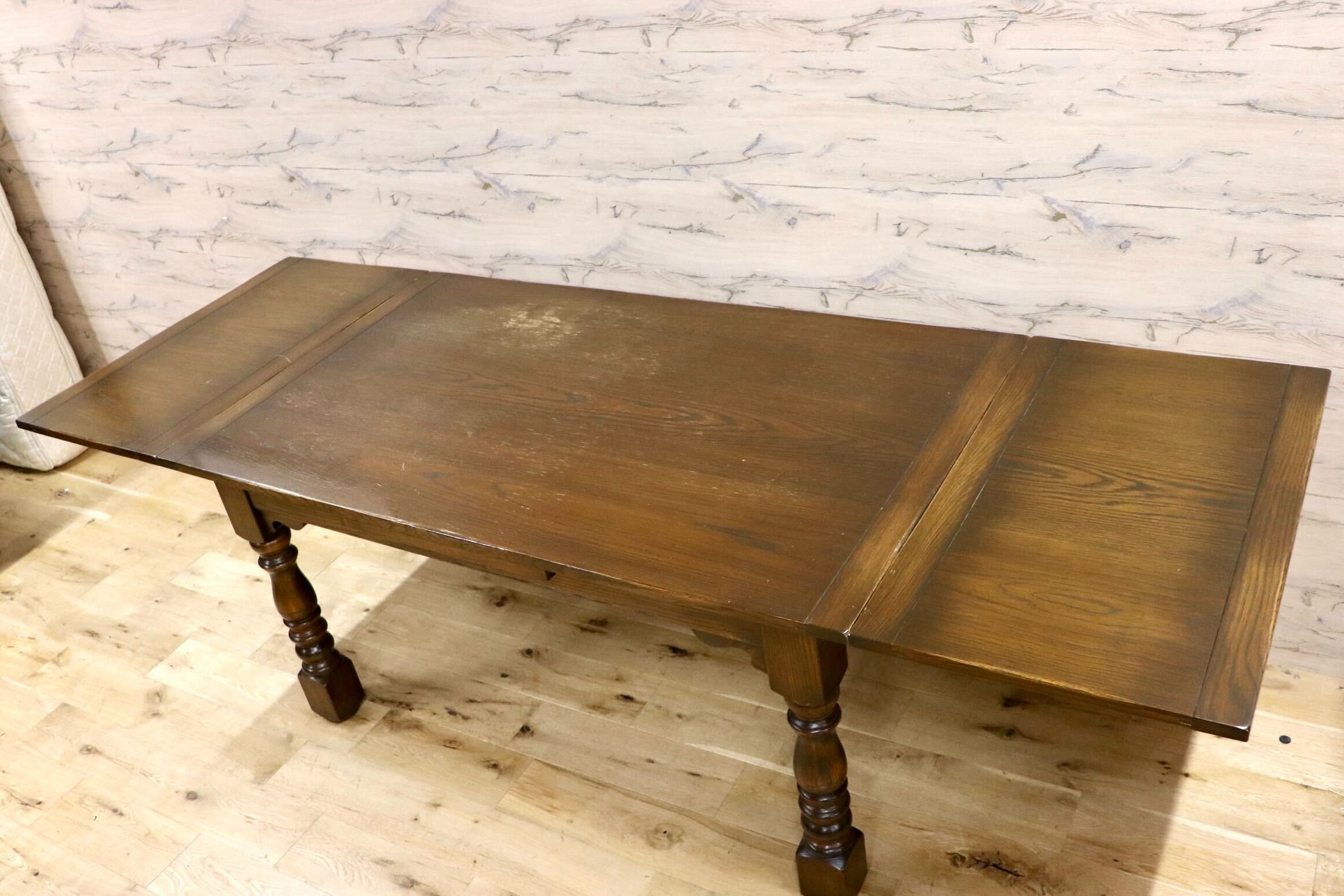 GMHK178○英国 アンティーク エクステンションテーブル ダイニングテーブル 食卓テーブル 伸長式 オーク材 クラシカル 輸入家具