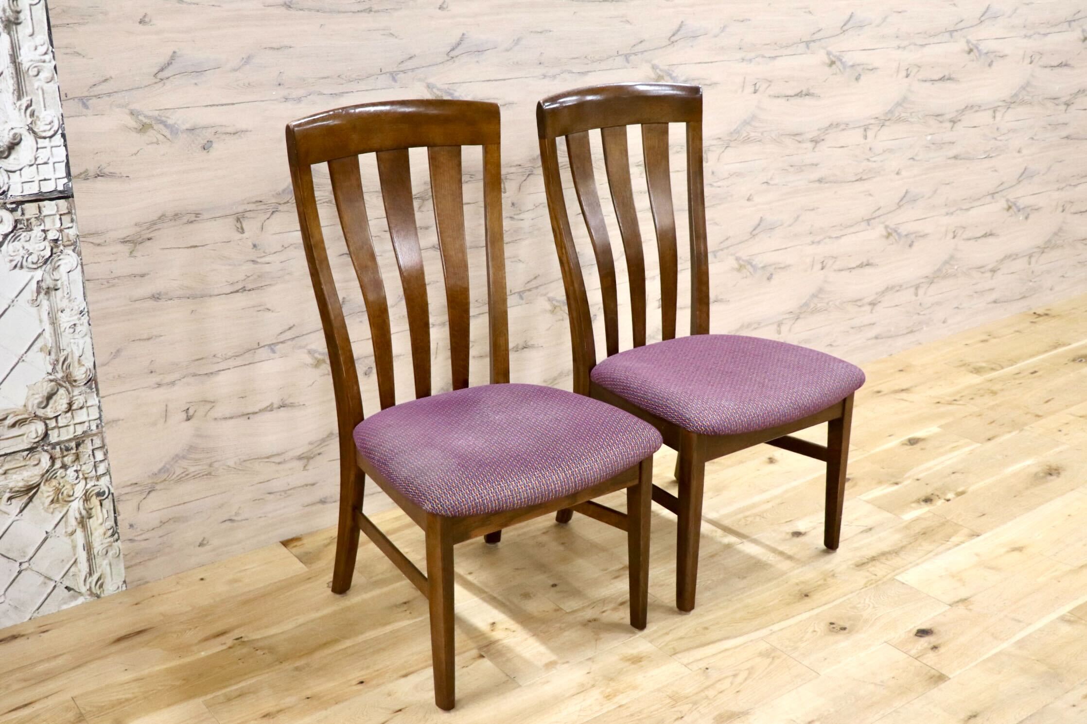 GMJH34○karimoku / カリモク家具 ダイニングチェア 2脚セット 木製 椅子 食卓椅子 ハイバック 天然木 国産家具