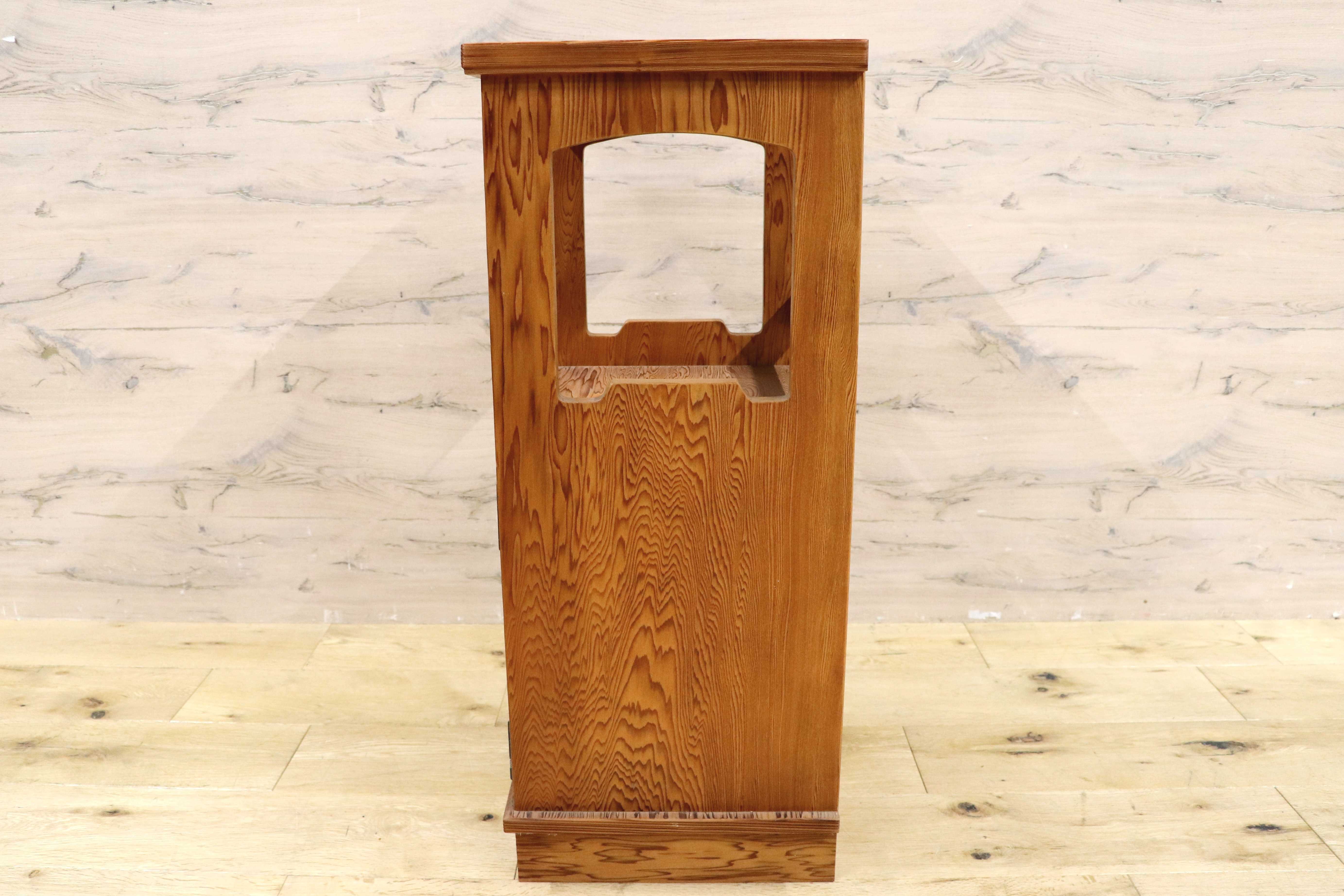 GMIH285A○世界遺産屋久杉 稀少 木製 電話台 和家具 和モダン レトロ 収納家具 花台 キャビネット サイドテーブル アンティーク