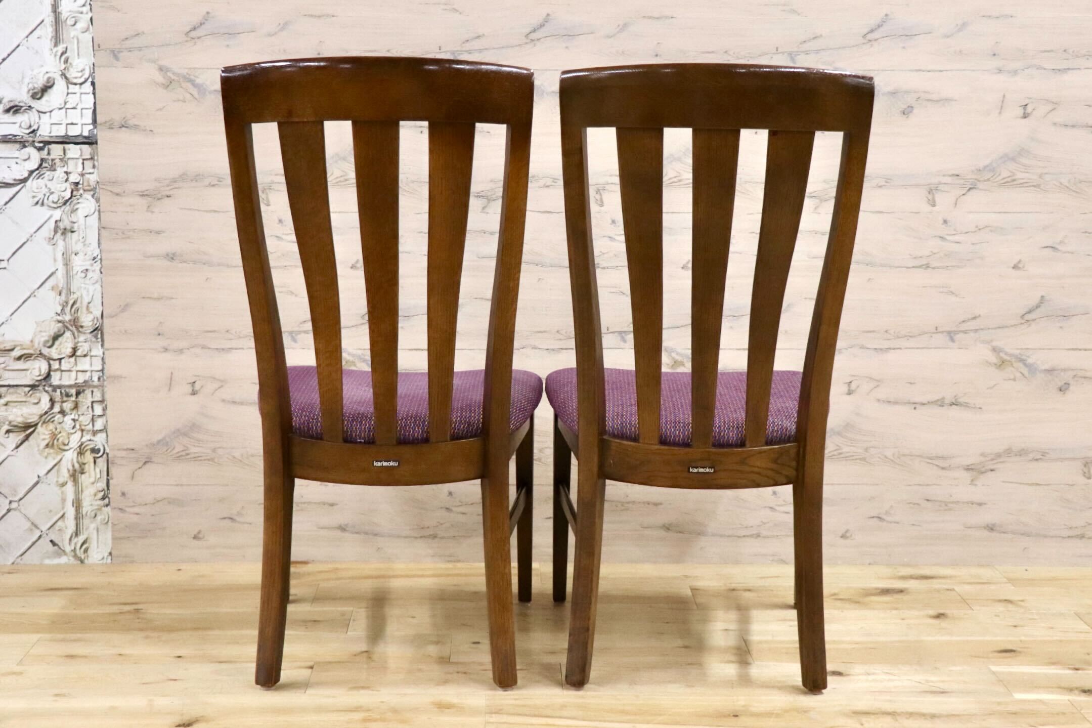 GMJH34○karimoku / カリモク家具 ダイニングチェア 2脚セット 木製 椅子 食卓椅子 ハイバック 天然木 国産家具