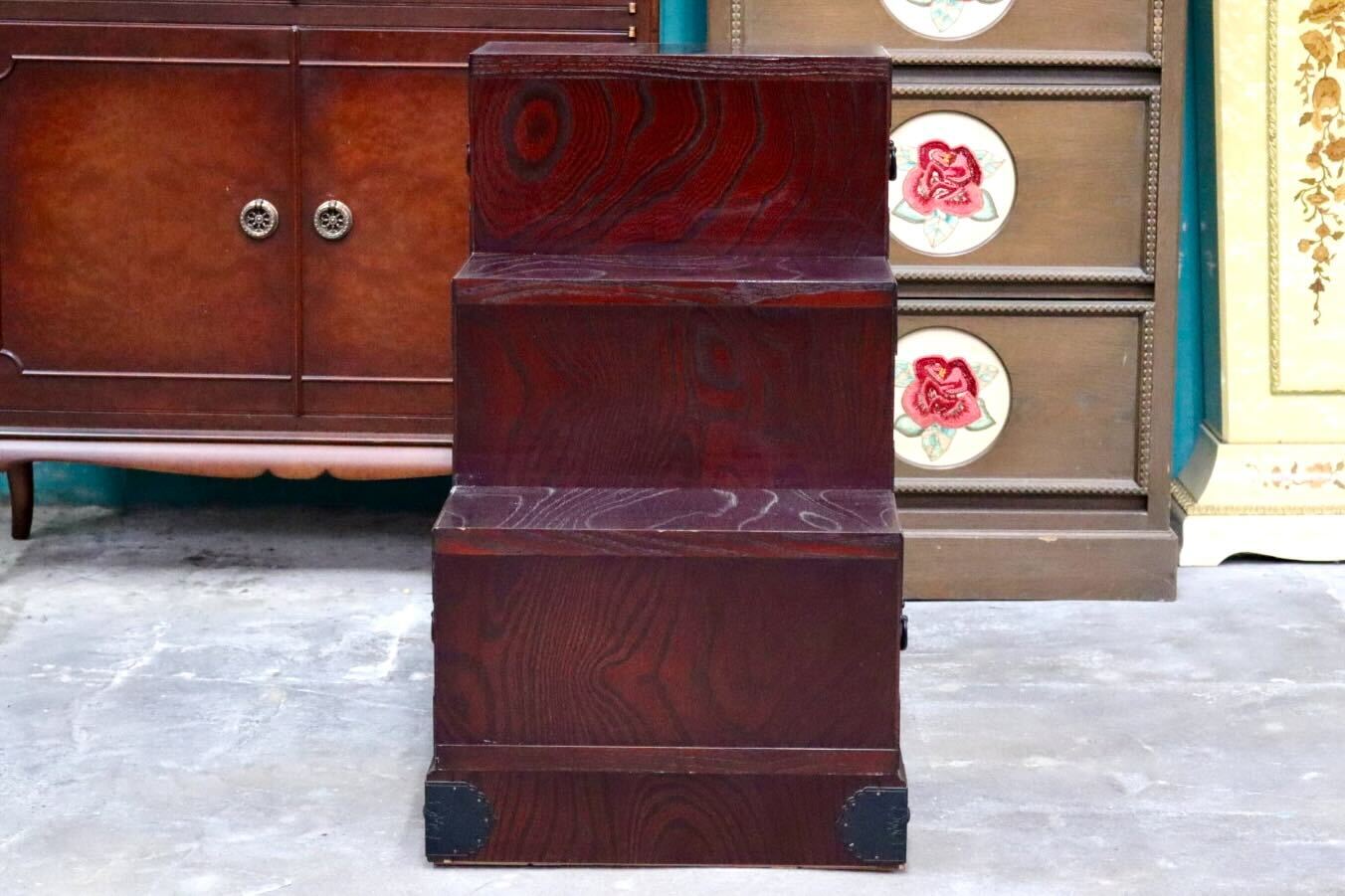 GMIH321C○筑後民芸 階段箪笥 両面 時代箪笥 和家具 和モダン 和室 座敷 古民家 チェスト 整理箪笥 引き出し収納 アンティーク レトロ